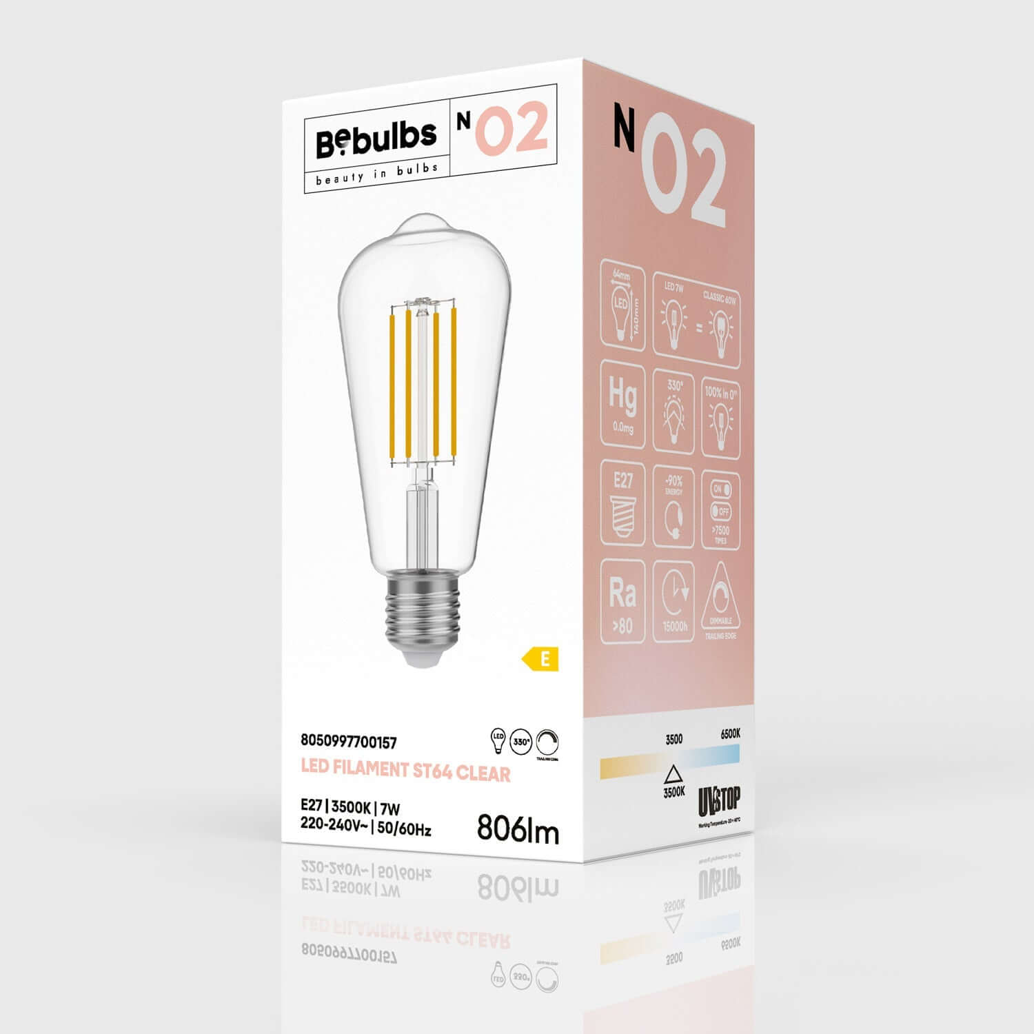 Ampoule LED Transparente Edison ST64 E27 3500K – Creative Cables