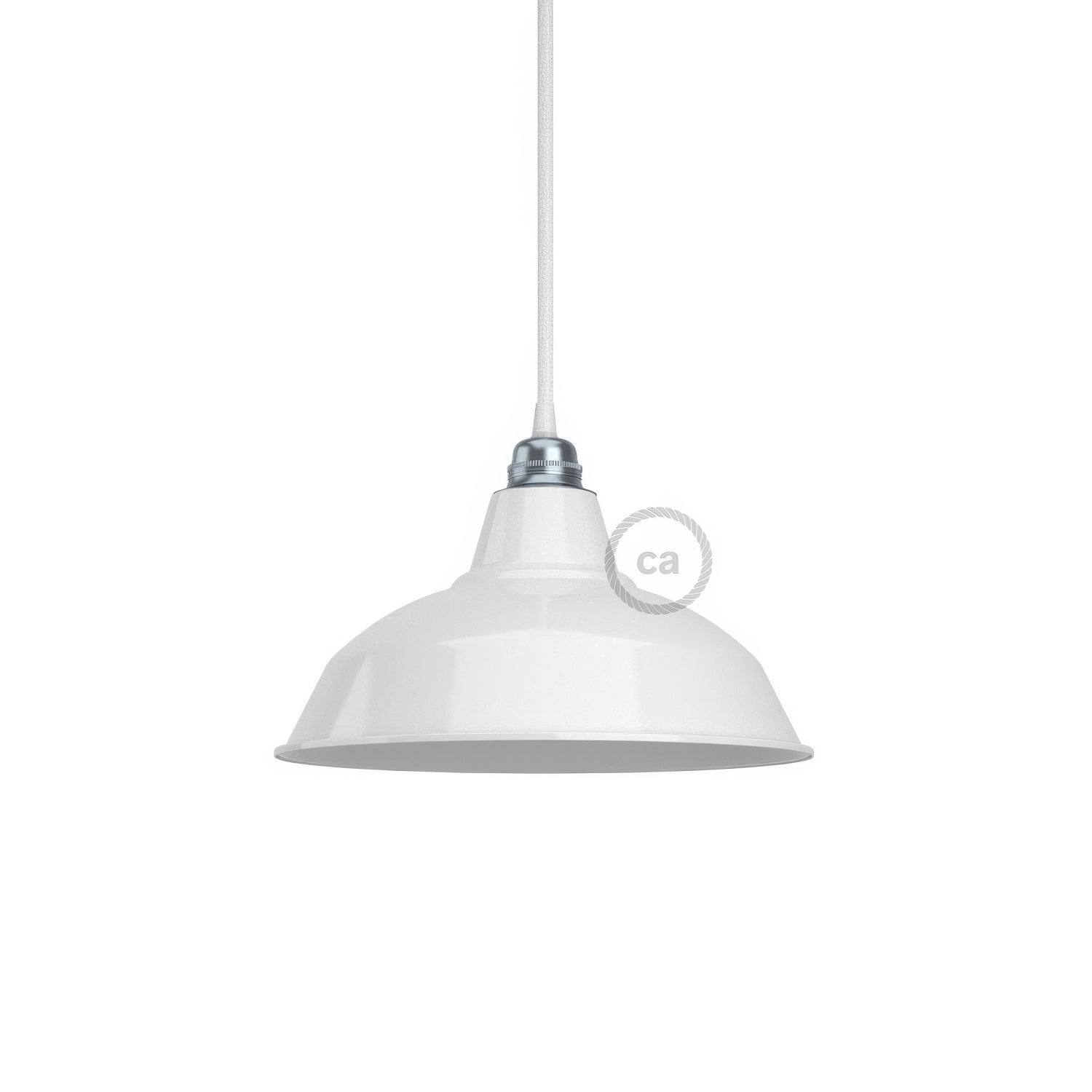 Paralume Bistrot in metallo smaltato con attacco E27, diametro 30 cm - Bianco