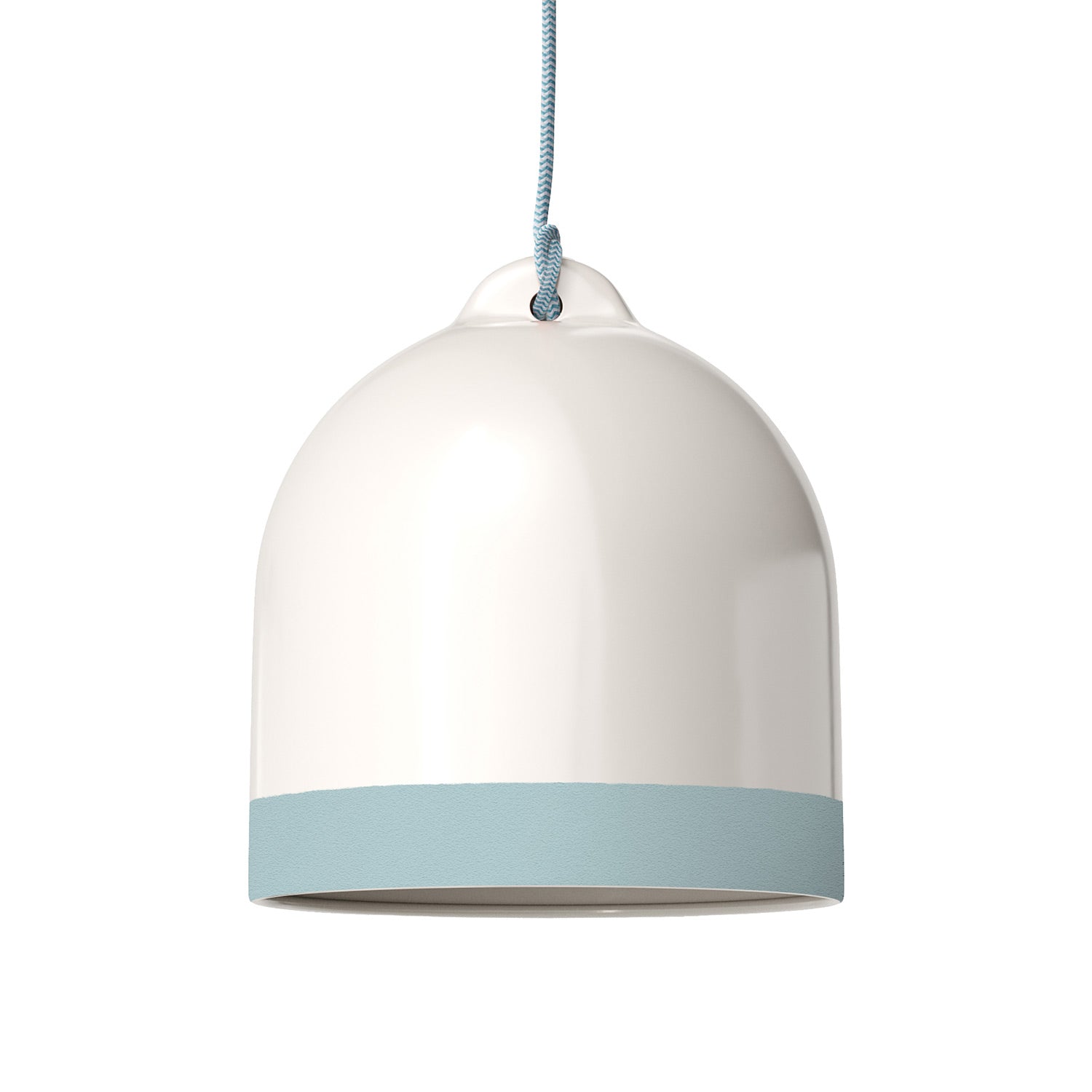 Paralume Campana M bicolore in ceramica Bianco e Azzurro, collezione Materia - Made in Italy - Creative Cables