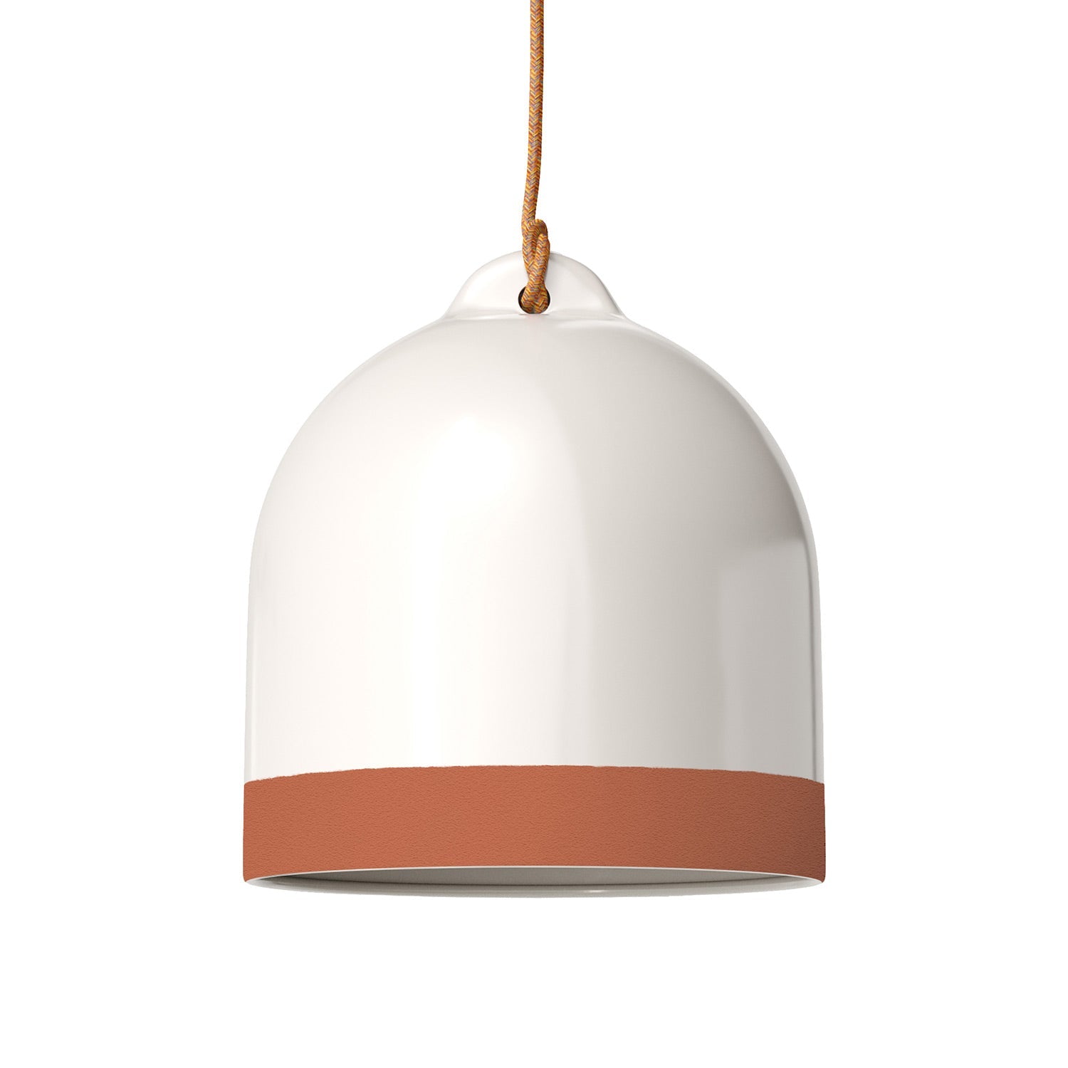 Paralume Campana M bicolore in ceramica Bianco e Terracotta, collezione Materia - Made in Italy - Creative Cables