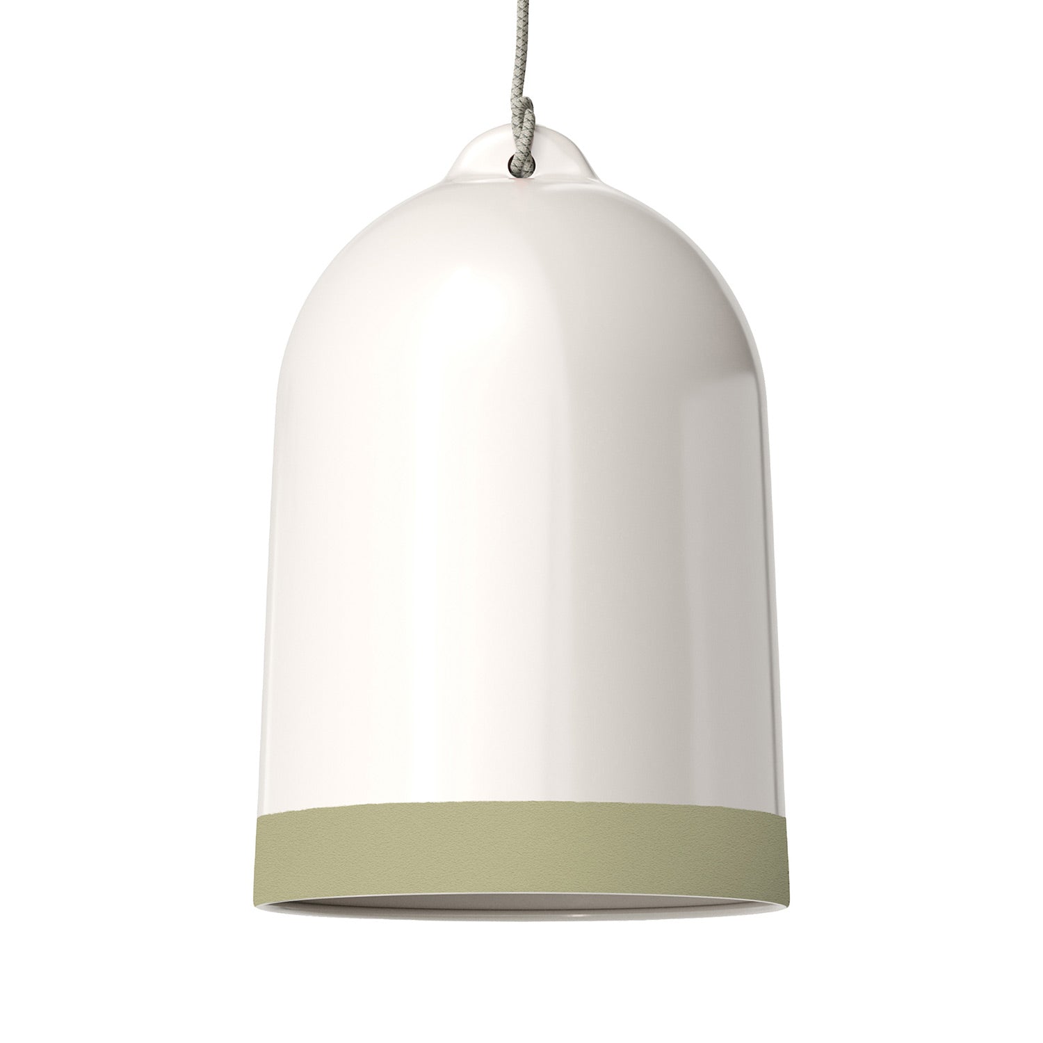 Paralume Campana XL bicolore in ceramica Bianco e Verde salvia, collezione Materia - Made in Italy - Creative Cables