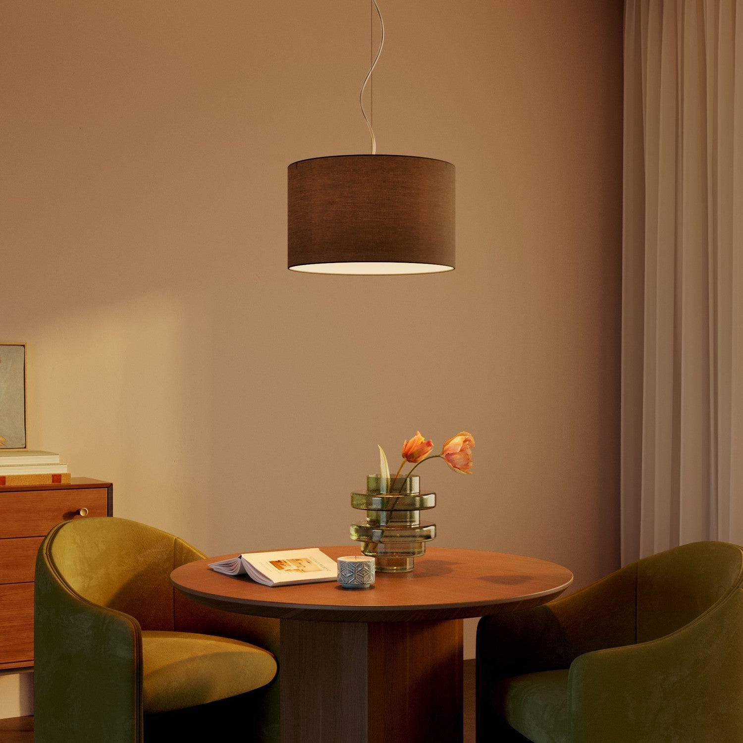 Paralume Cilindro L in tessuto con attacco E27 - Made in Italy - Teletta Grigio Scuro