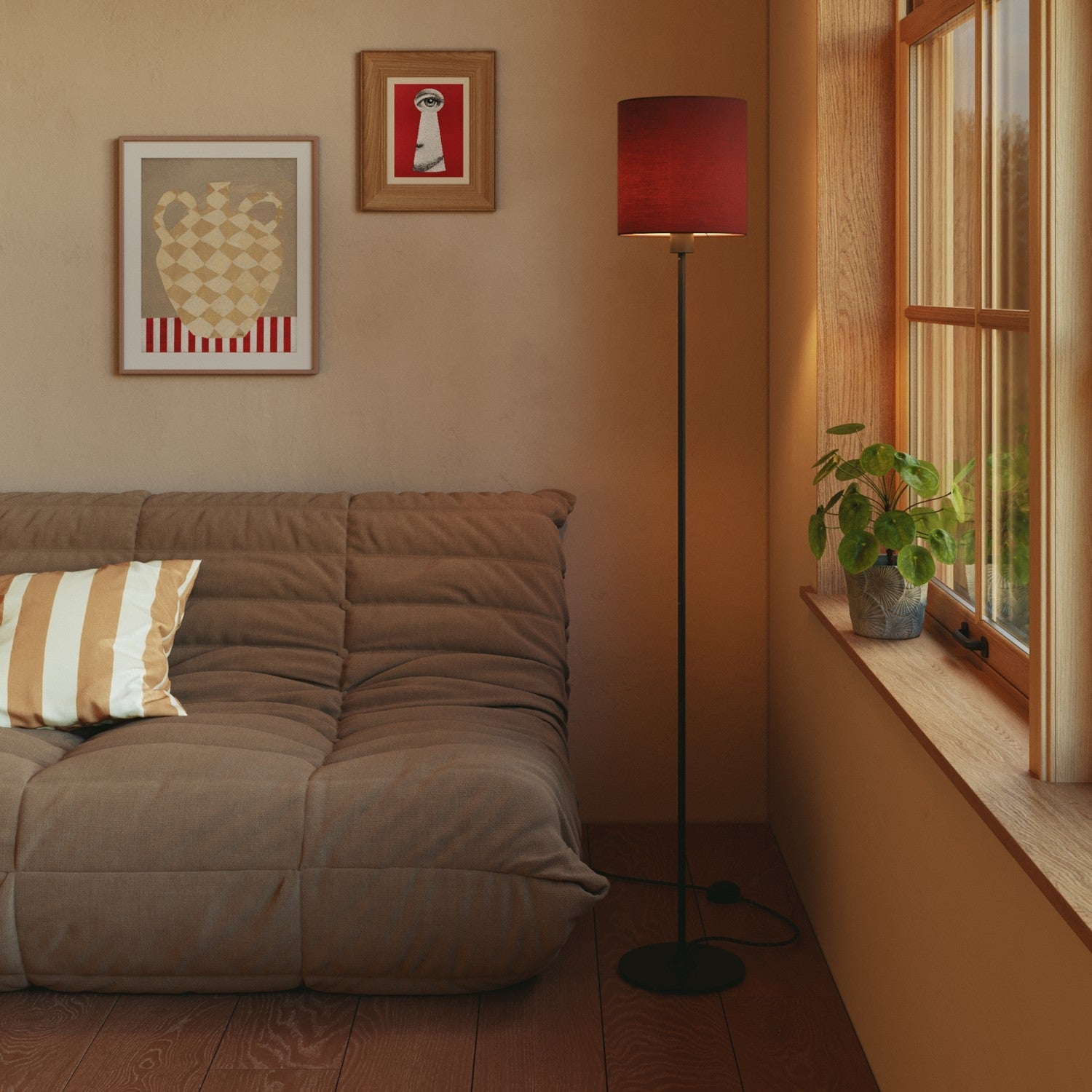 Paralume Cilindro M in tessuto con attacco E27 - Made in Italy - Arenal Bordeaux