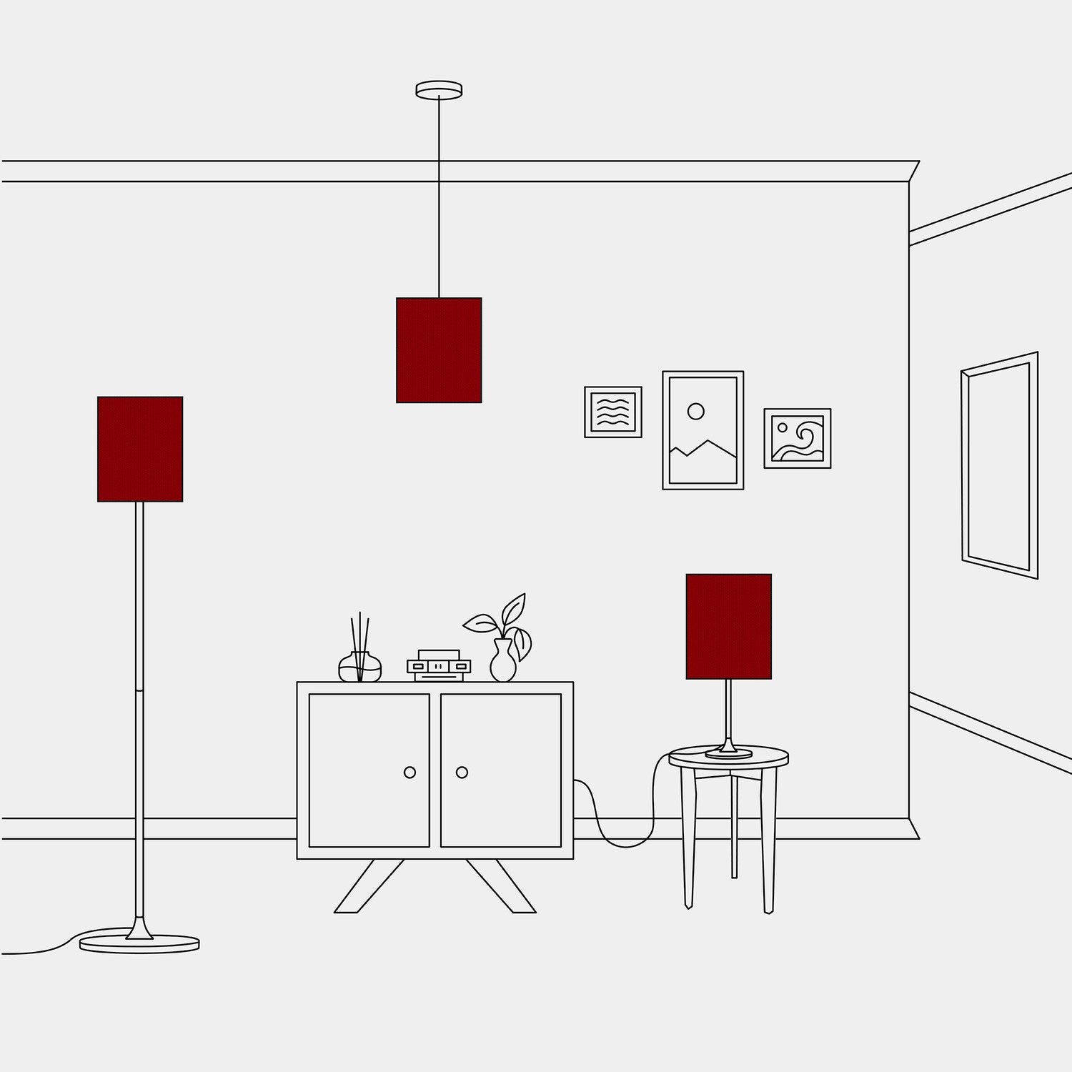 Paralume Cilindro M in tessuto con attacco E27 - Made in Italy - Lana aragosta