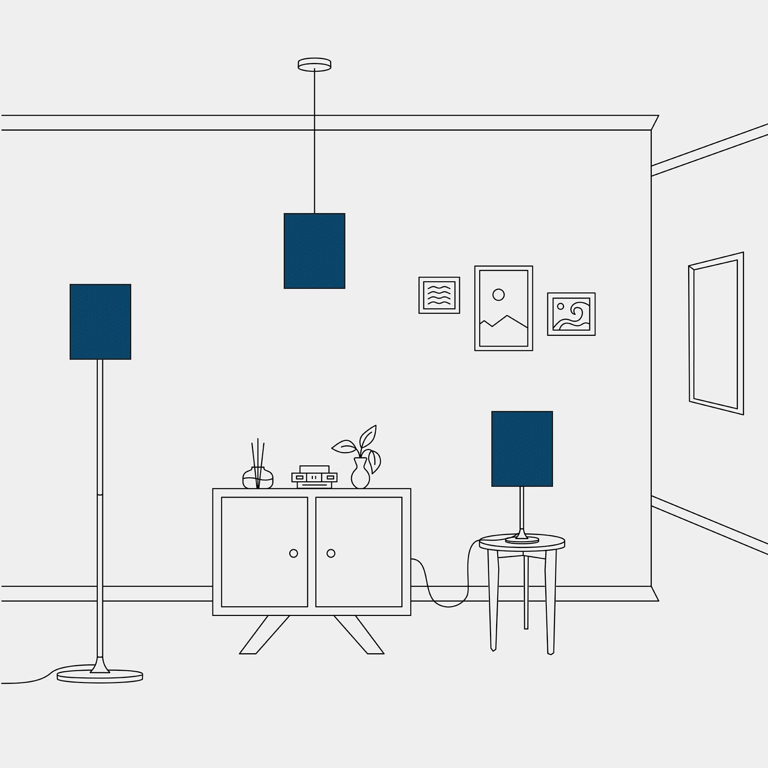 Paralume Cilindro M in tessuto con attacco E27 - Made in Italy - Lana Blu