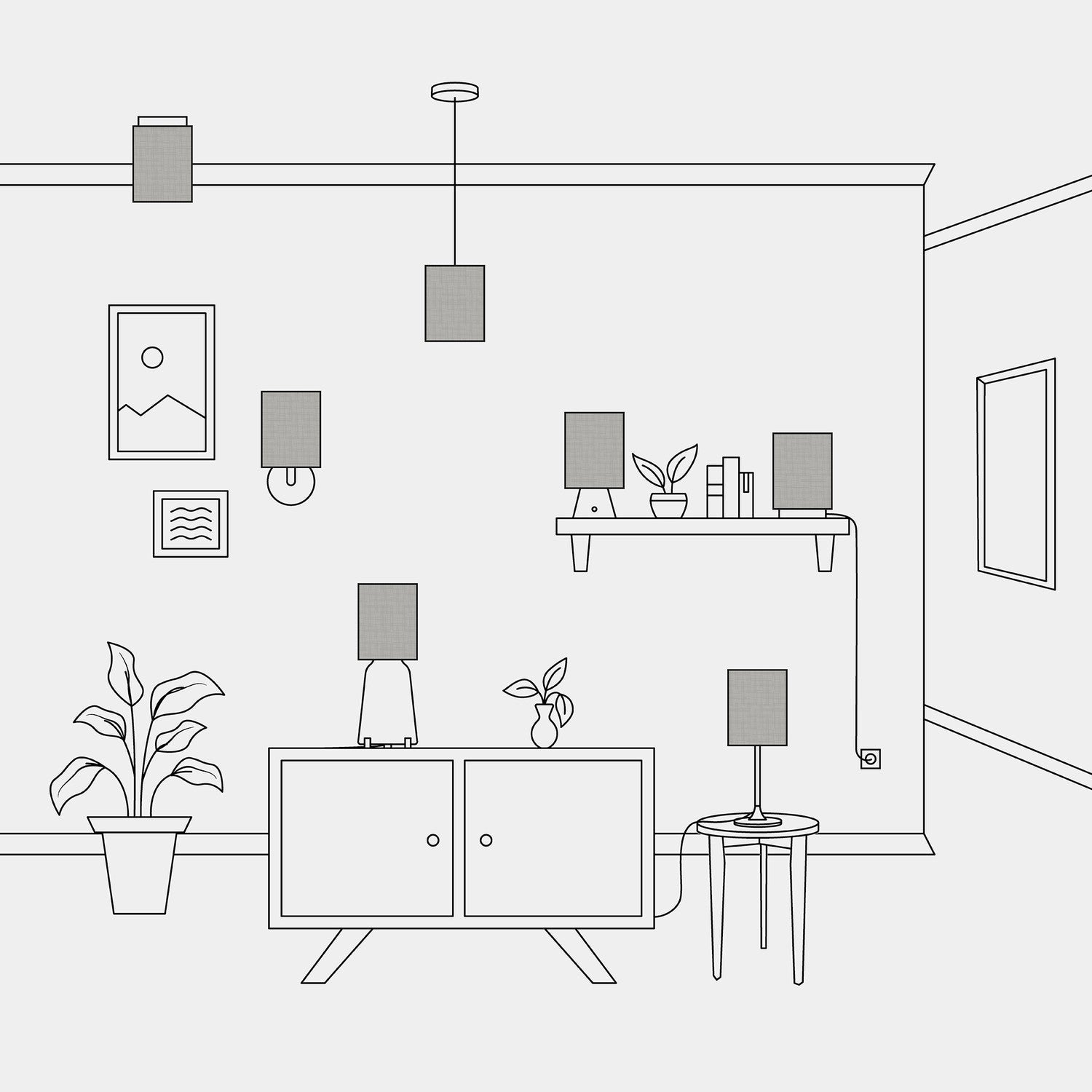 Paralume Cilindro S in tessuto con attacco E27 - Made in Italy - Camelot Grigio