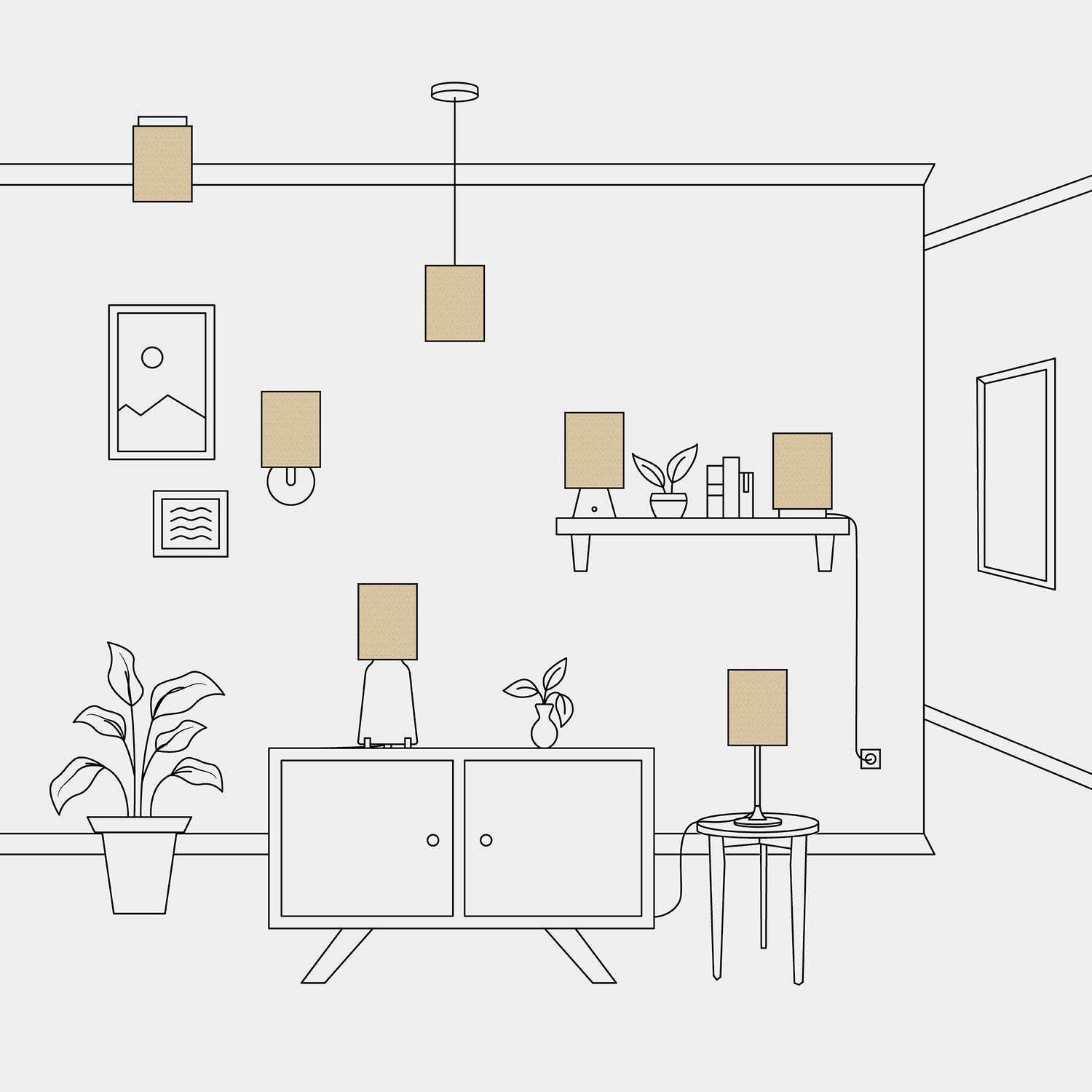 Paralume Cilindro S in tessuto con attacco E27 - Made in Italy - Juta Naturale