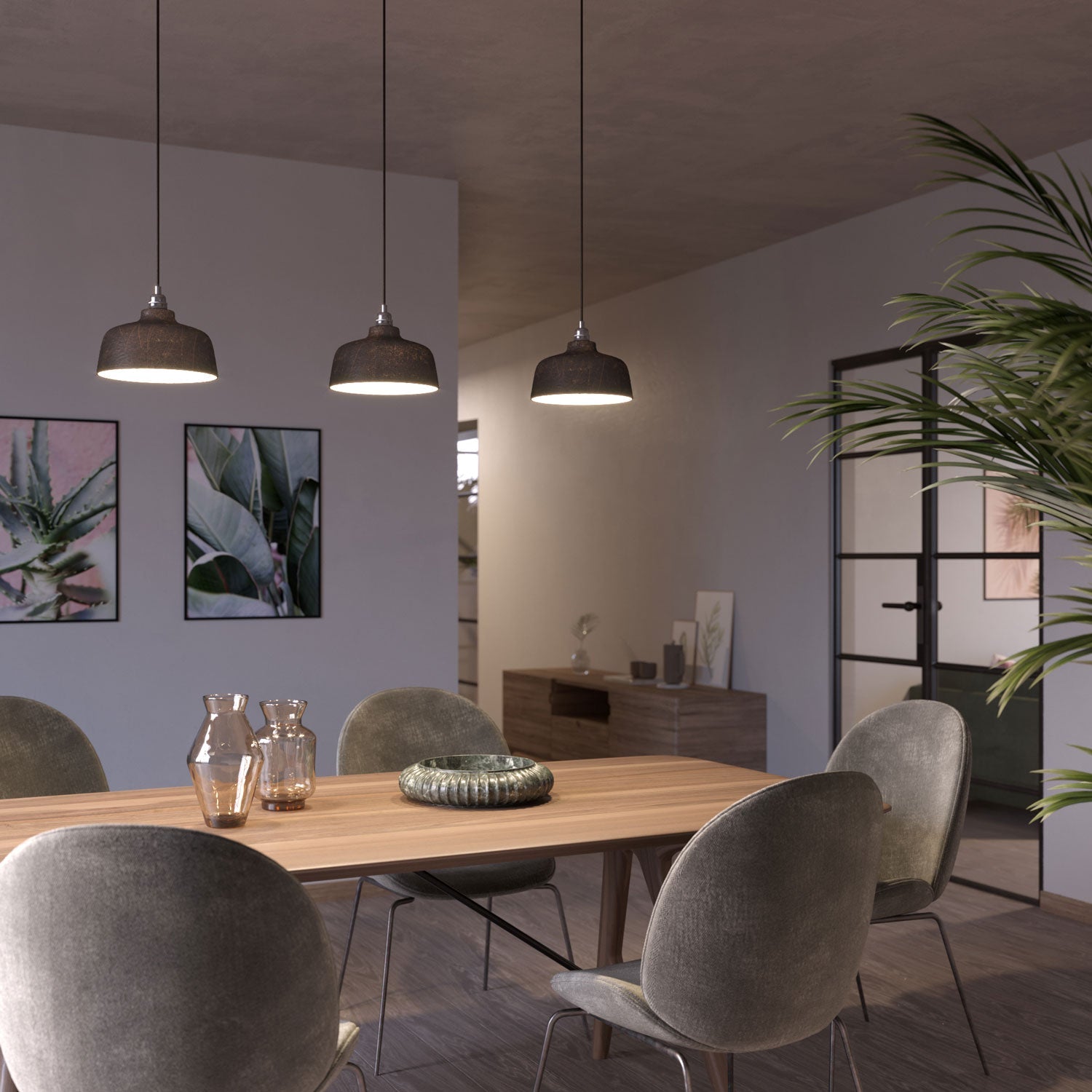 Paralume Coppa in ceramica, collezione Materia - Made in Italy - Effetto corten