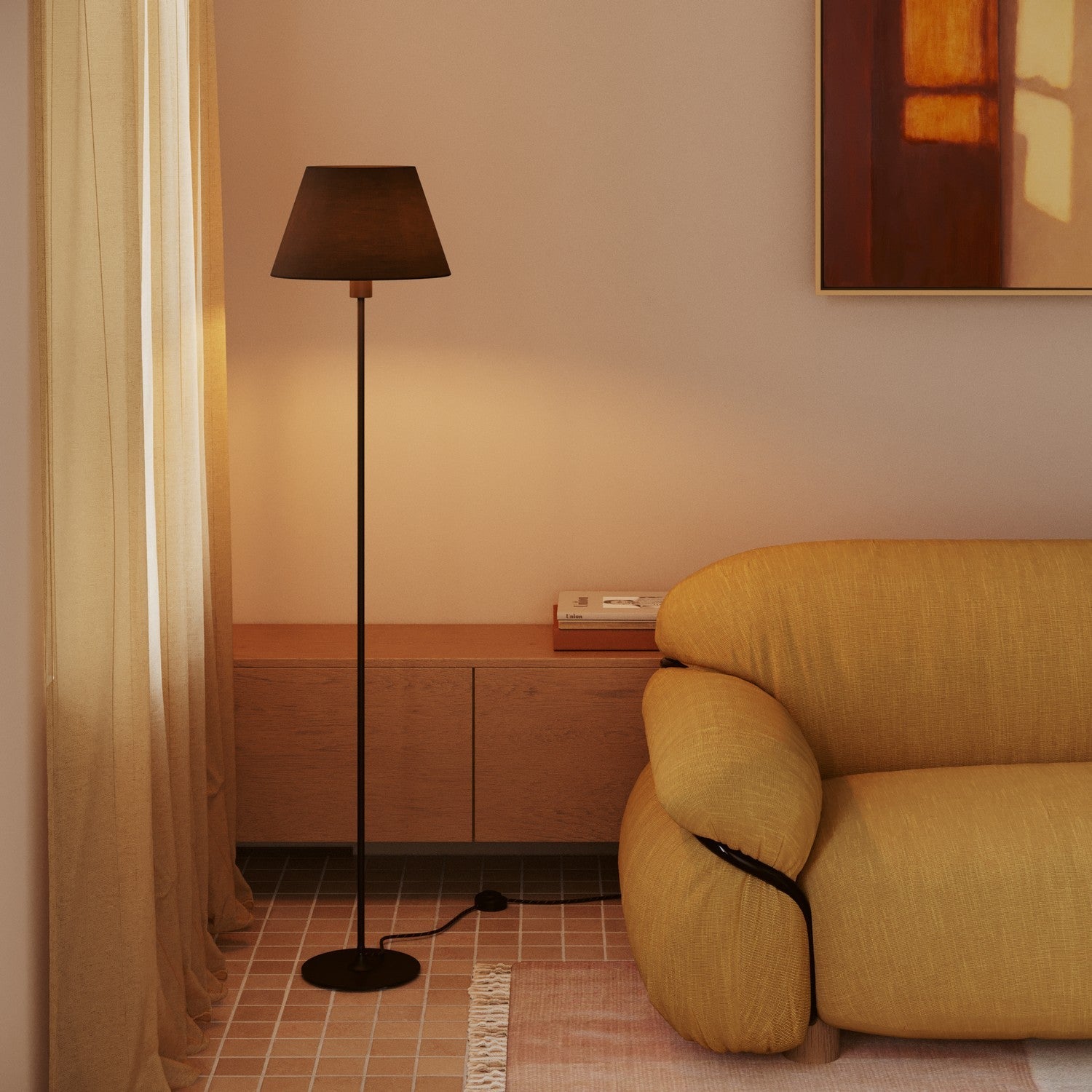 Paralume Impero M in tessuto per lampada da terra con attacco E27 - Made in Italy - Teletta Antracite