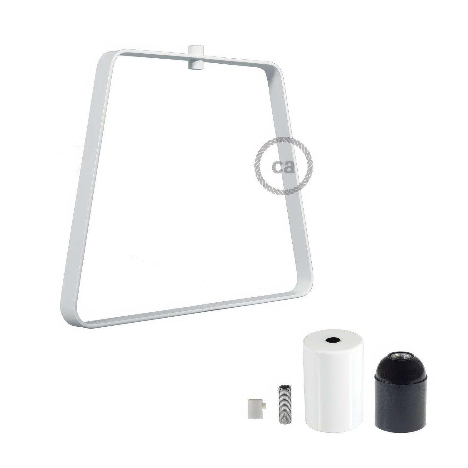 Paralume in metallo Duedì Base con copriportalampada in metallo e portalampada E27 - Bianco - Creative Cables