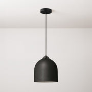 Lampada a sospensione completa di cavo tessile e paralume Campana M in ceramica - Lavagna