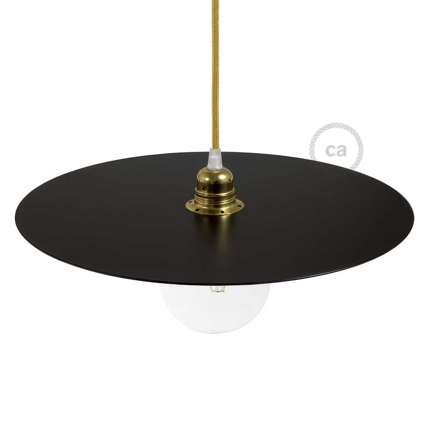 Piatto Ellepì oversize in ferro verniciato per lampade a sospensione, diametro 40 cm - Made in Italy - Nero