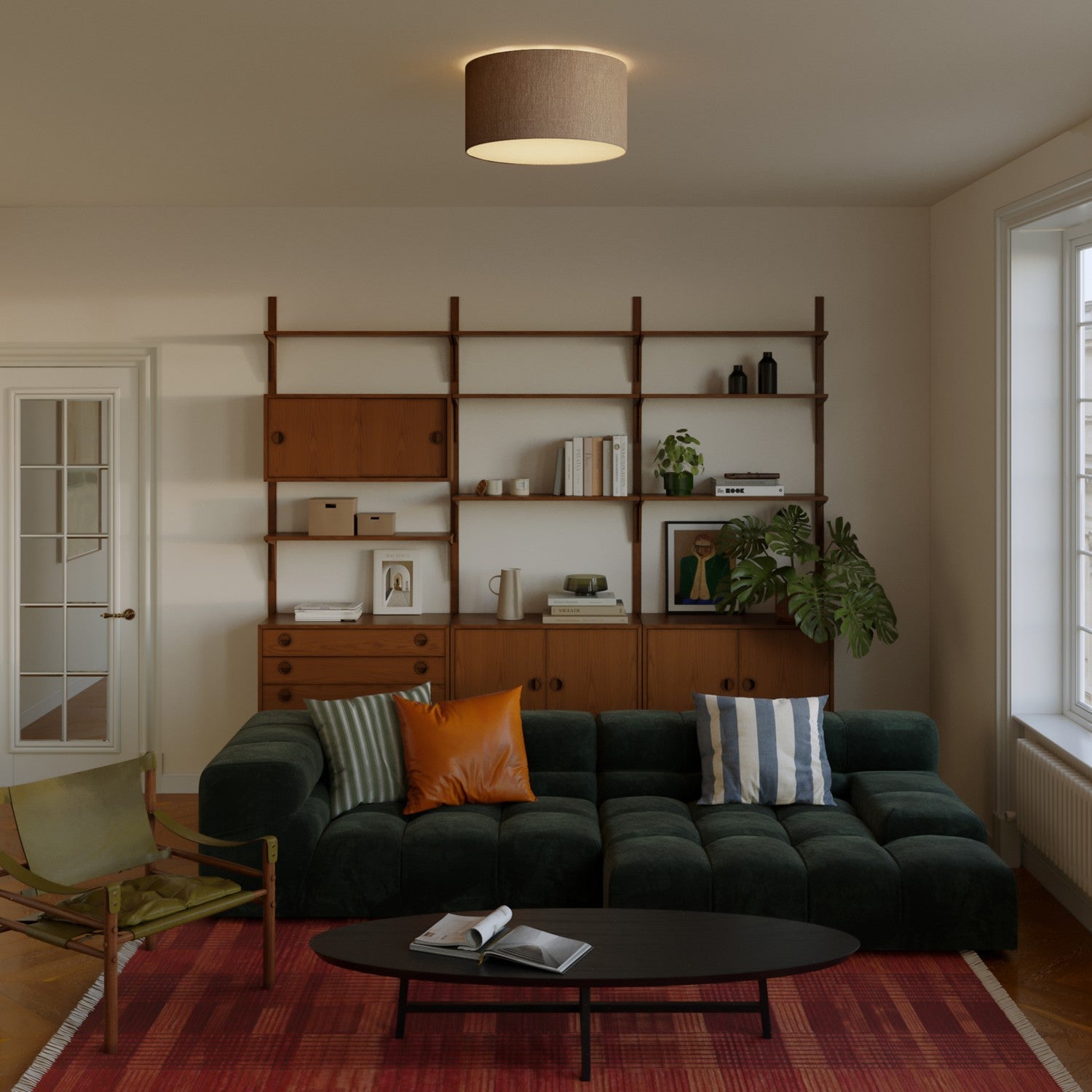 Plafoniera in tessuto Medium Camelot marrone - Made in Italy - Creative Cables