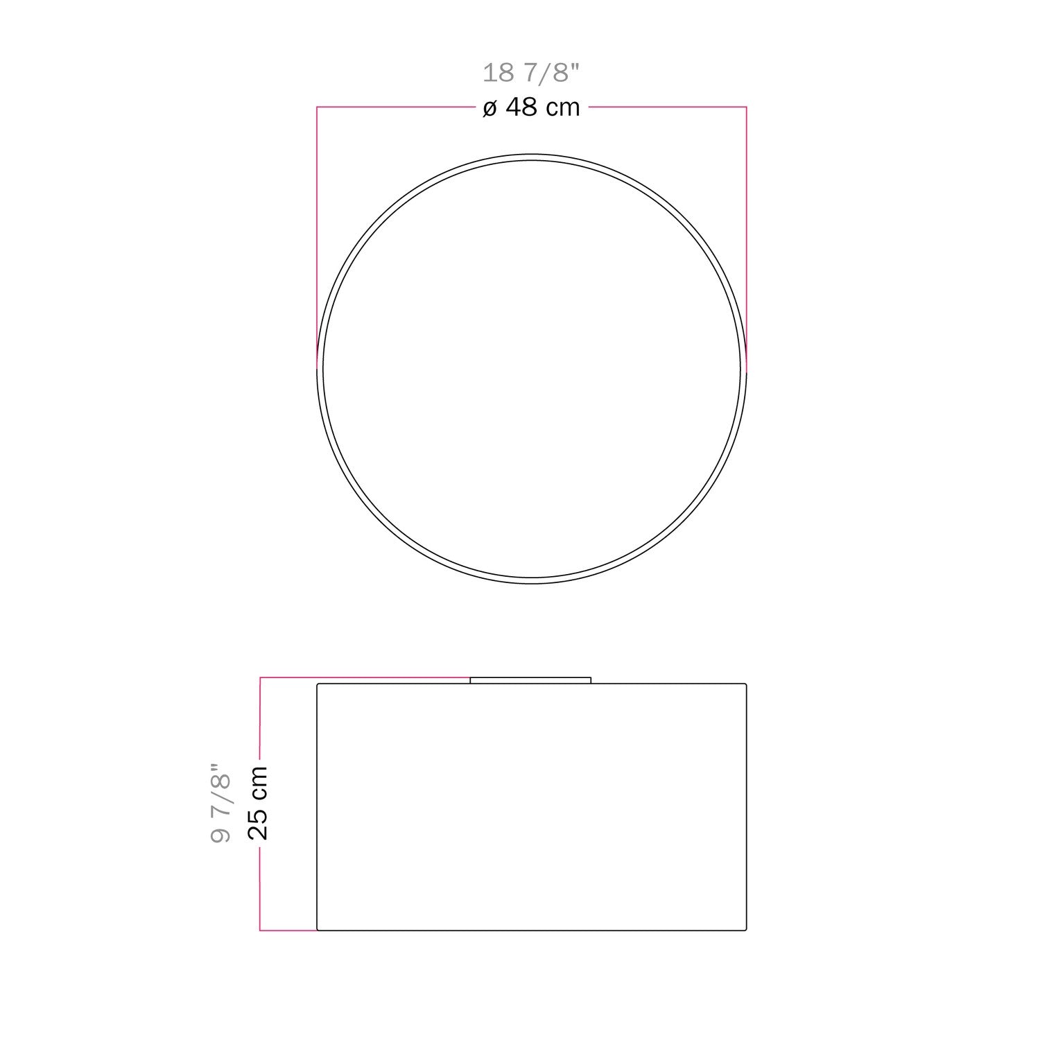 Plafoniera in tessuto Medium Cinette aragosta - Made in Italy
