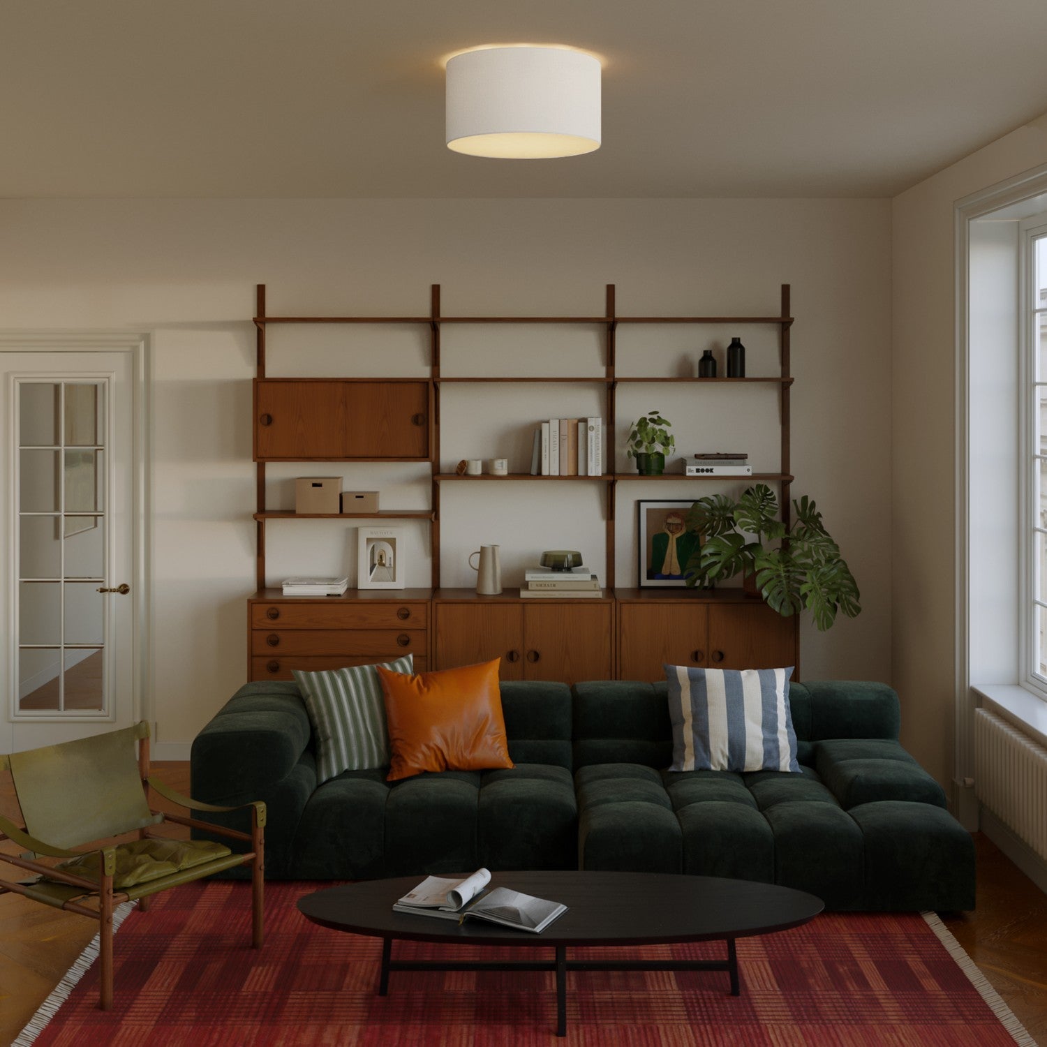 Plafoniera in tessuto Medium Lino crudo - Made in Italy - Creative Cables