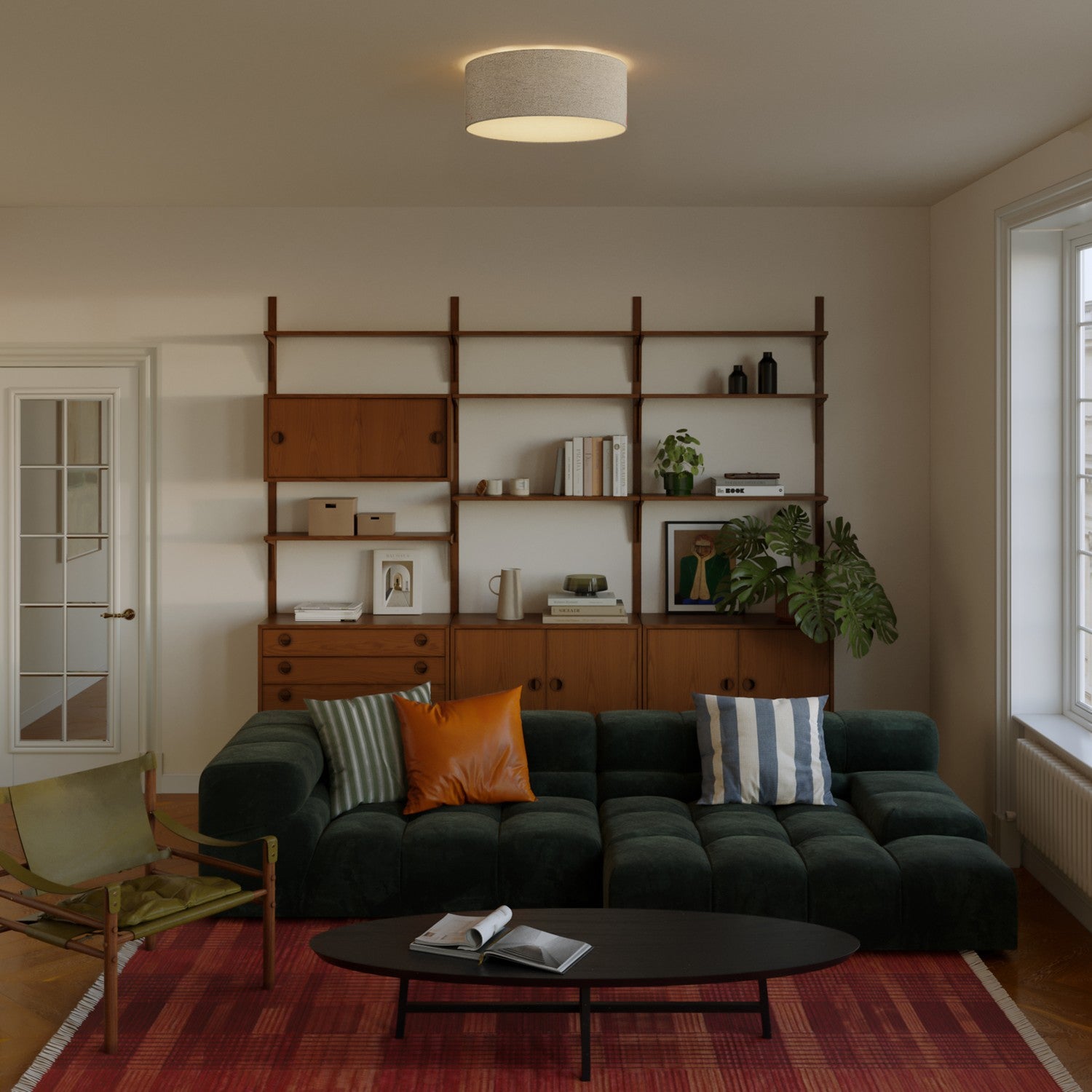 Plafoniera in tessuto Medium Slim - Made in Italy - Lana Beige - Creative Cables