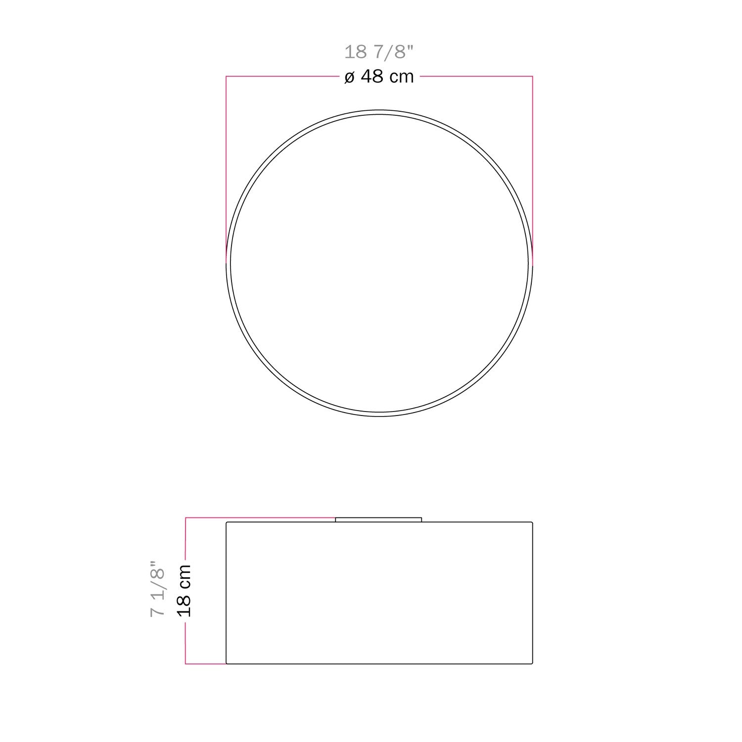 Plafoniera in tessuto Medium Slim - Made in Italy - Lino Crudo