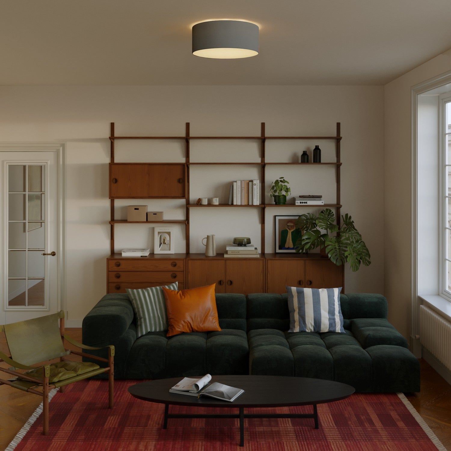 Plafoniera in tessuto Medium Slim - Made in Italy - Teletta Grigio Scuro - Creative Cables