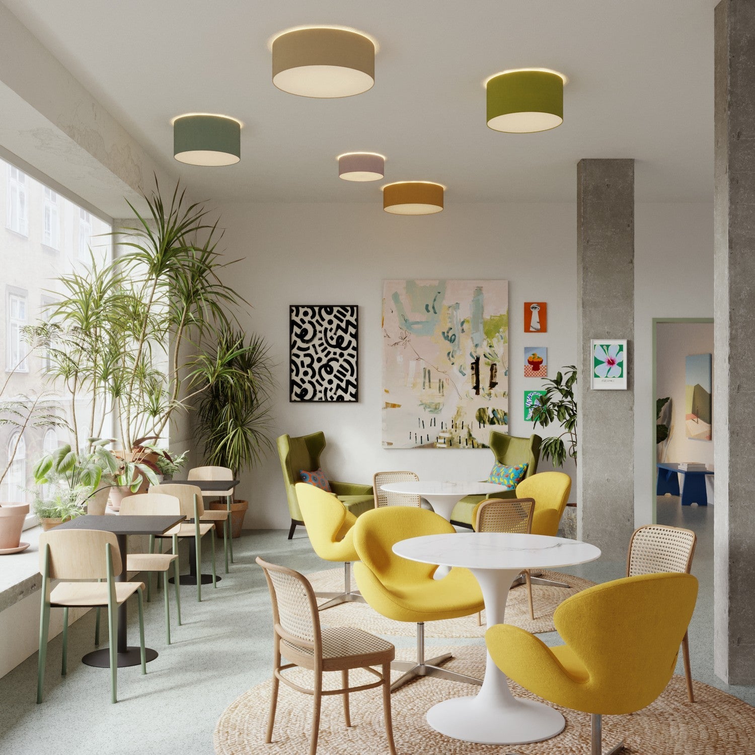 Plafoniera in tessuto Small Arenal sabbia - Made in Italy