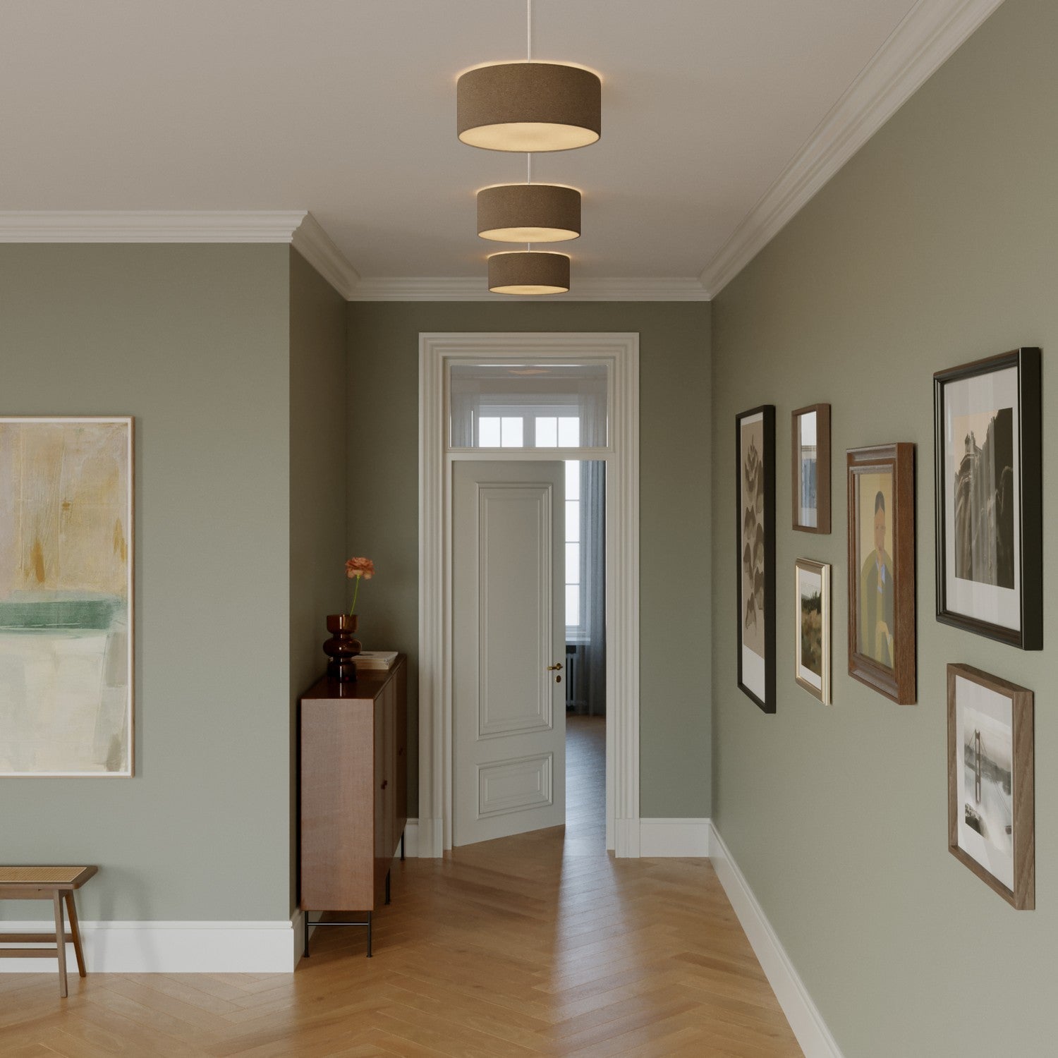 Plafoniera in tessuto Small - Made in Italy - Lana Marrone - Creative Cables