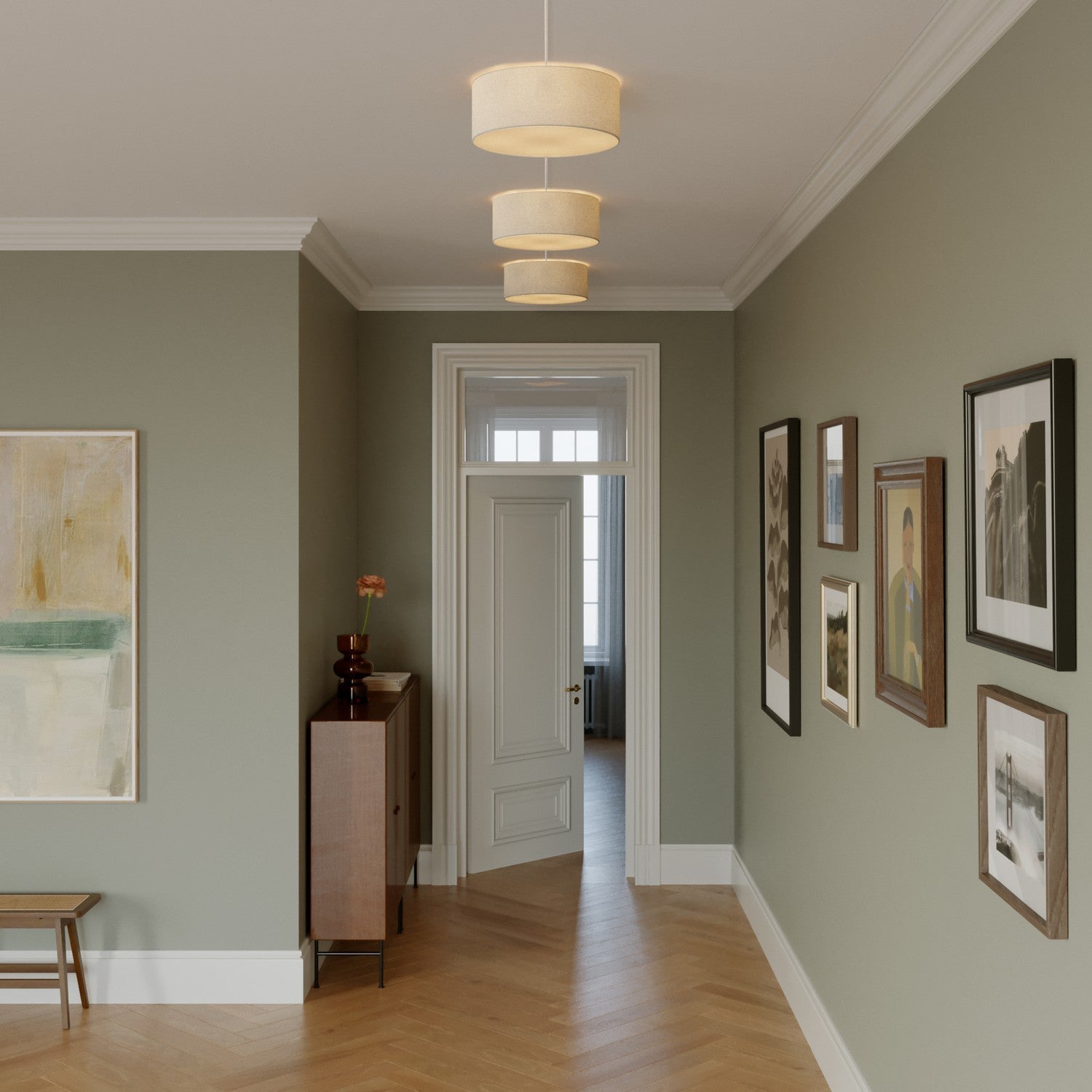 Plafoniera in tessuto Small - Made in Italy - Lana Sabbia - Creative Cables