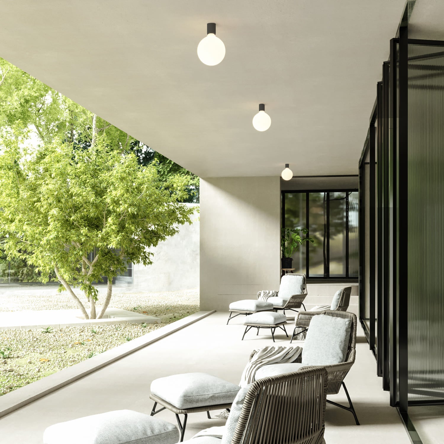 Portalampada E27 Nero da parete o soffitto - Waterproof IP44