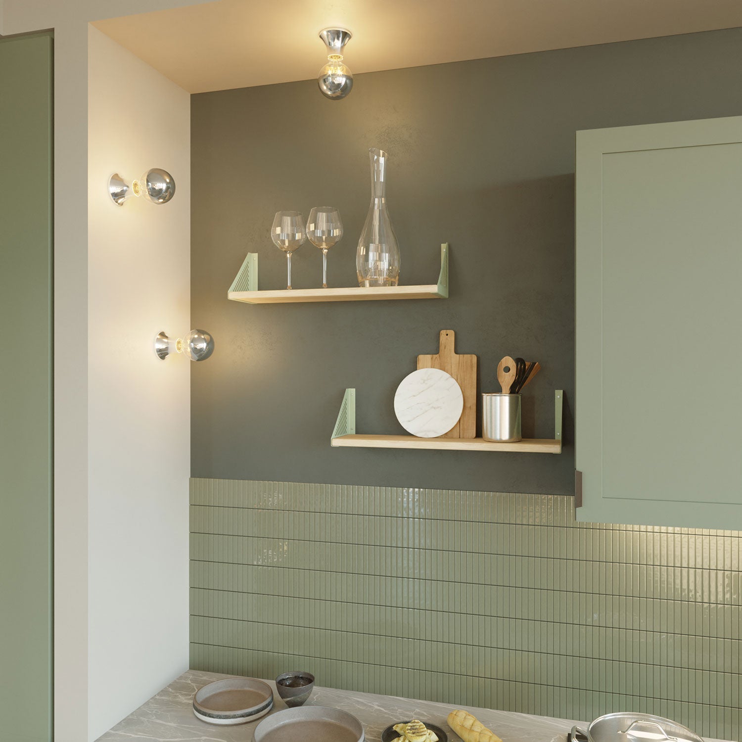 Portalampada metallizzato E27 a parete o soffitto - Cromo