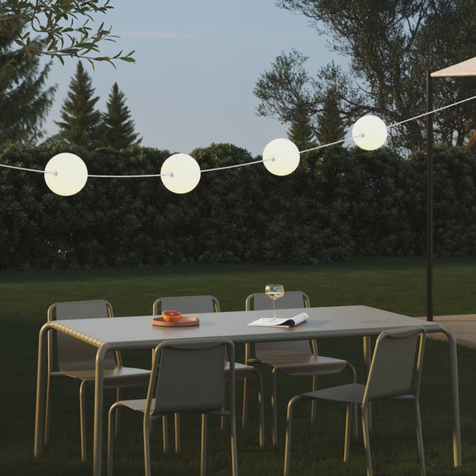 Charger la vidéo : Guirlande lumineuse 4 points de lumière pour extérieur IP67 Gris - Marina4 Cherry