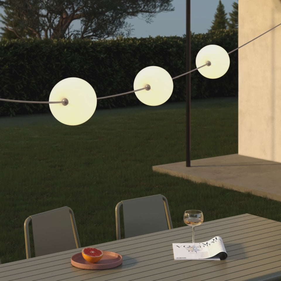 Charger la vidéo : Guirlande lumineuse 3 points lumineux d’extérieur IP67 Gris - Marina3 Cherry