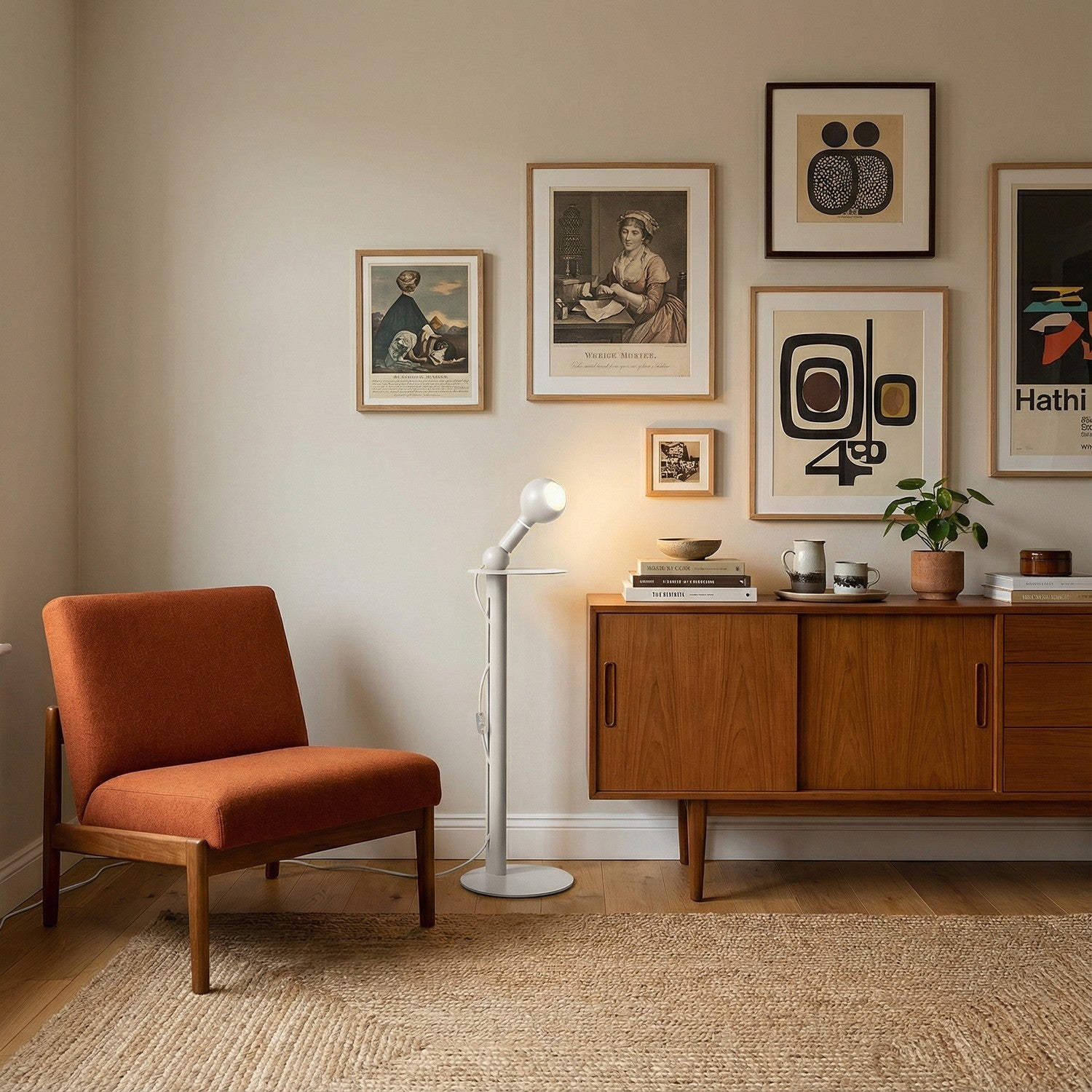 Rocco - Lampada da terra con lampadina Camo - Bianco