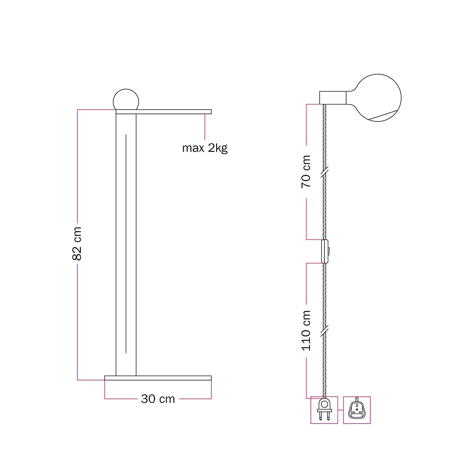 Rocco - Lampada da terra con lampadina Camo - Verde