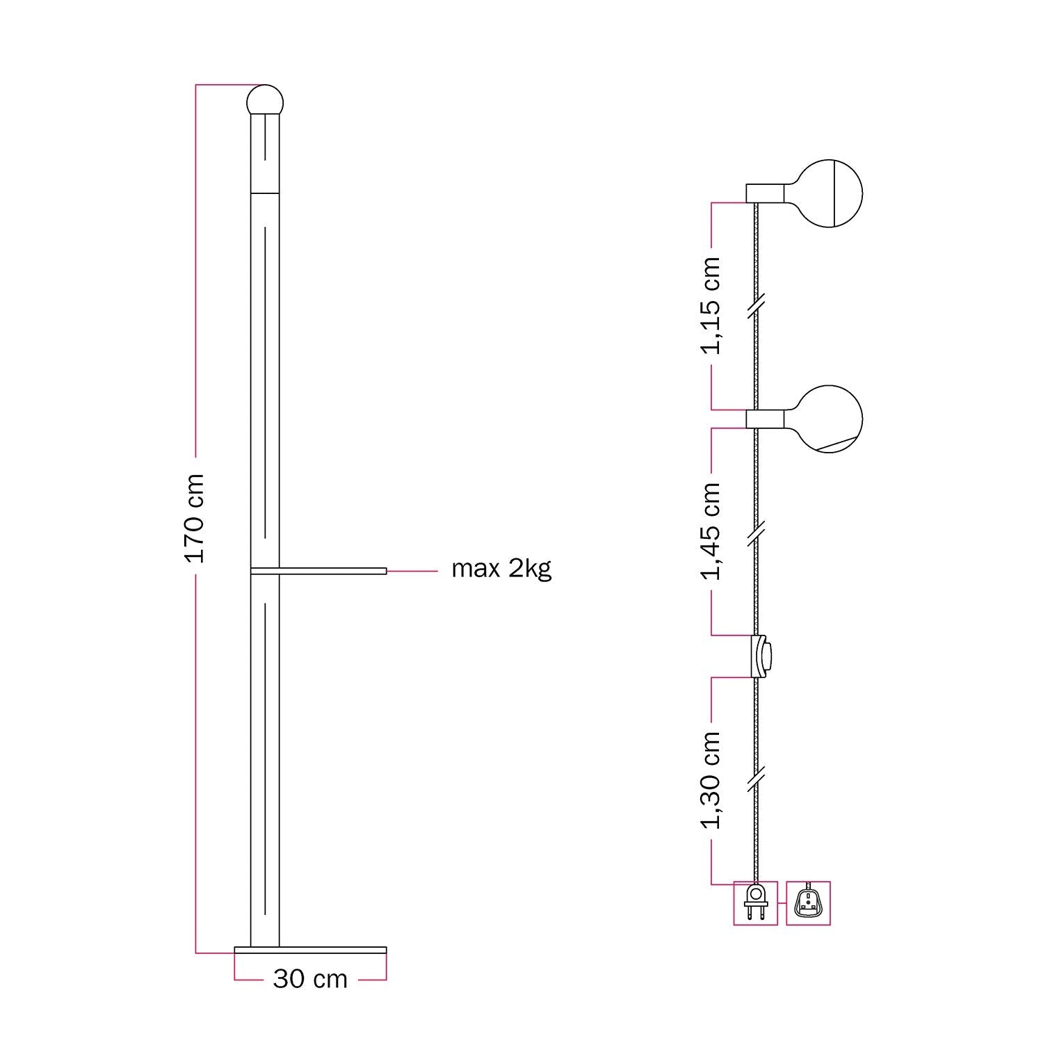 Rocco XXL - Lampada da terra con lampadina Maria e Camo - Rosso