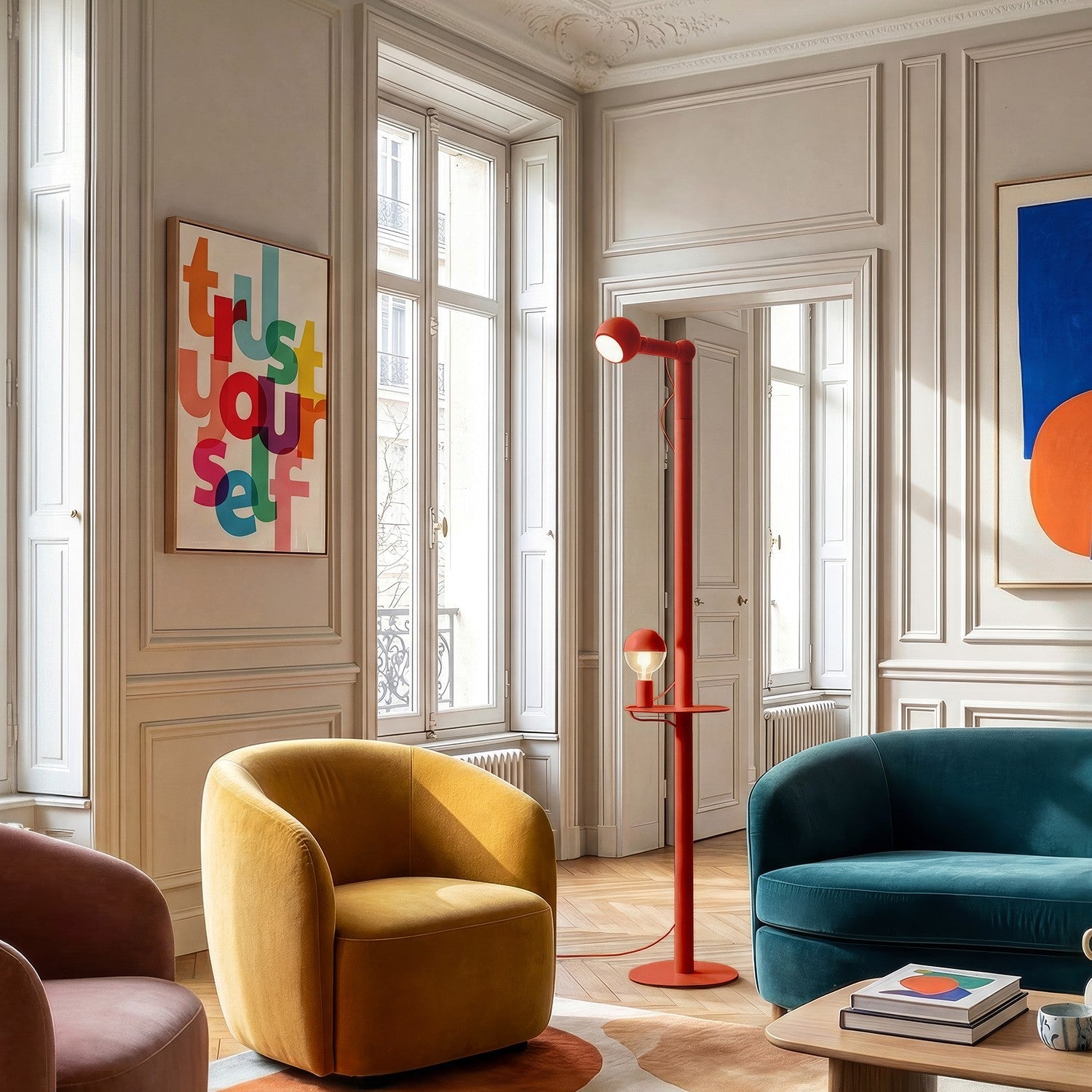 Rocco XXL - Lampada da terra con lampadina Maria e Camo - Rosso