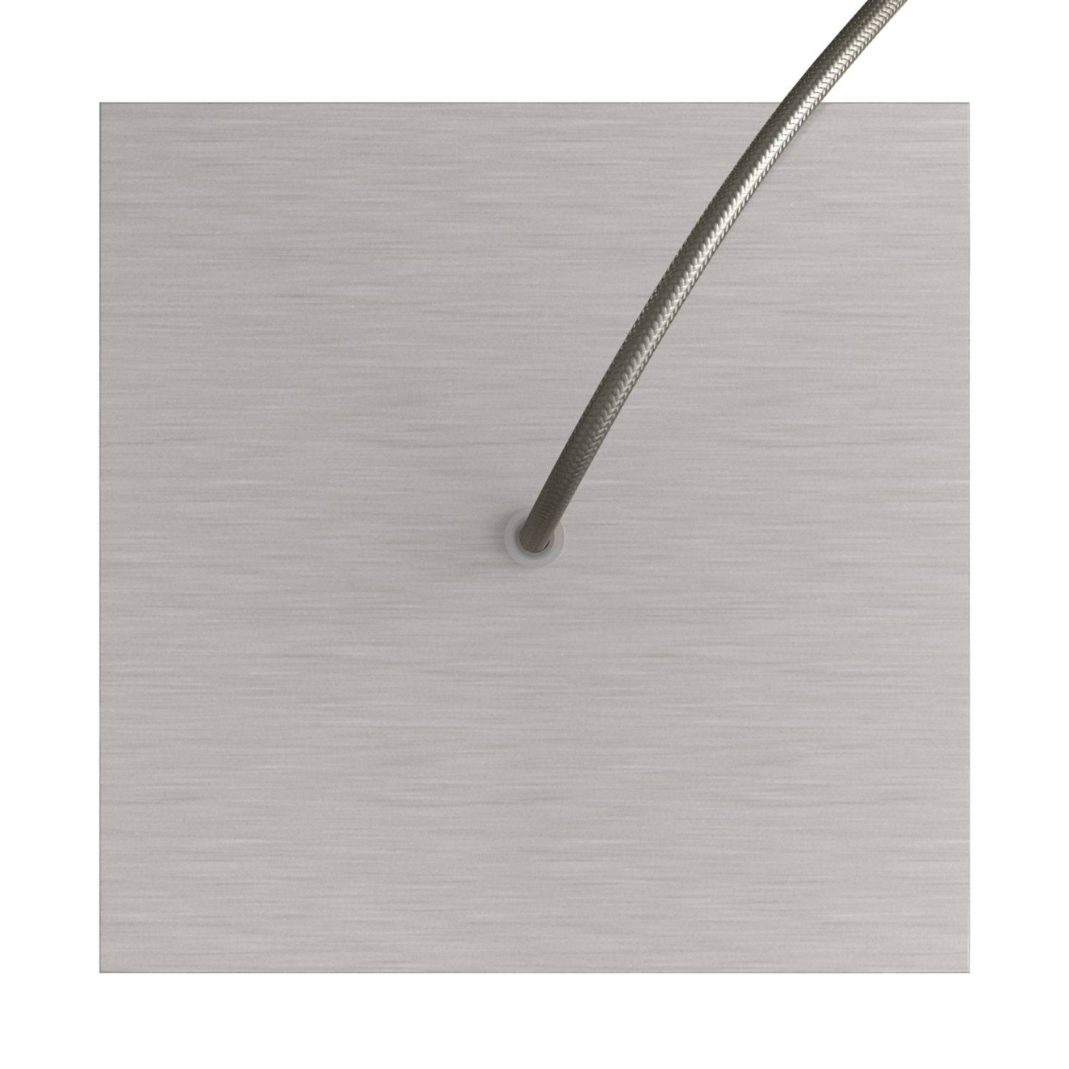 Rosone Rose - One quadrato, 200 mm con 1 foro e 4 fori laterali - Dibond Acciaio satinato - Creative Cables