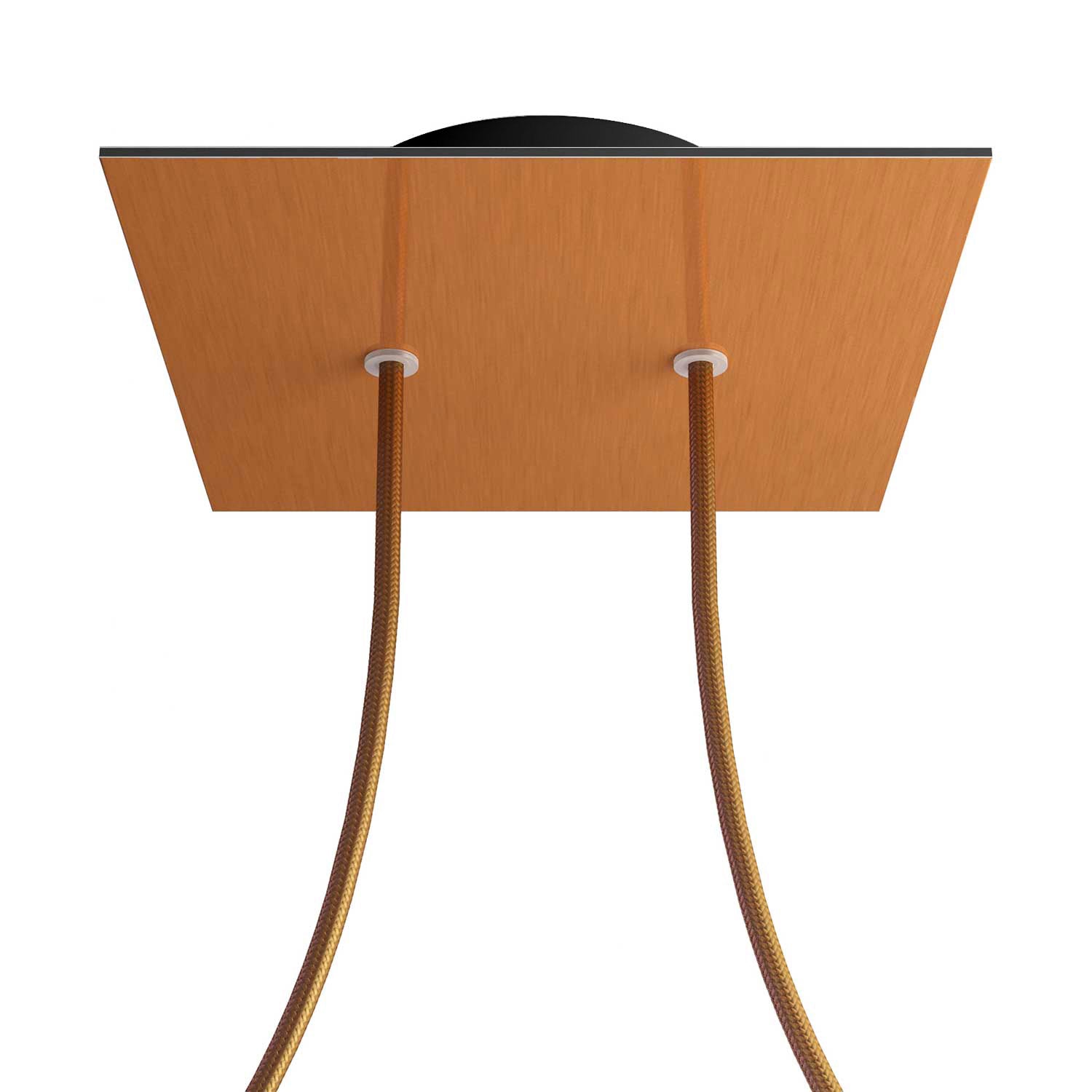 Rosone Rose-One quadrato, 200 mm con 2 fori e 4 fori laterali - Dibond Rame satinato Nero