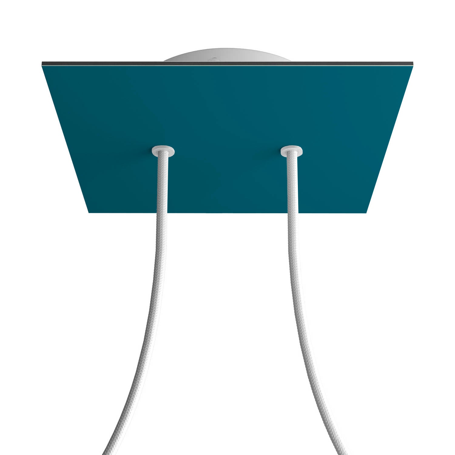 Rosone Rose - One quadrato, 200 mm con 2 fori e 4 fori laterali - Petrolio - Creative Cables