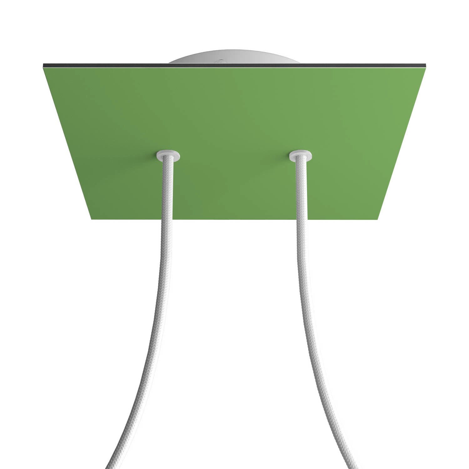 Rosone Rose - One quadrato, 200 mm con 2 fori e 4 fori laterali - Verde prato - Creative Cables