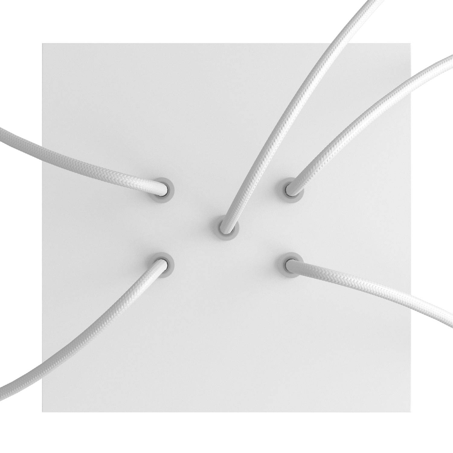 Rosone Rose - One quadrato, 200 mm con 5 fori e 4 fori laterali - Bianco opaco - Creative Cables