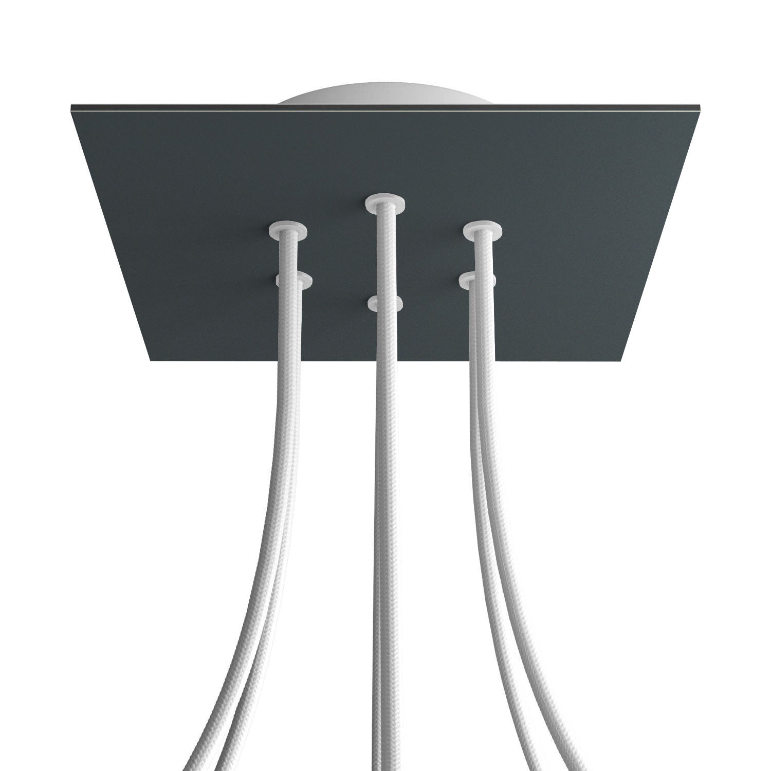 Rosone Rose - One quadrato, 200 mm con 6 fori e 4 fori laterali - Antracite - Creative Cables