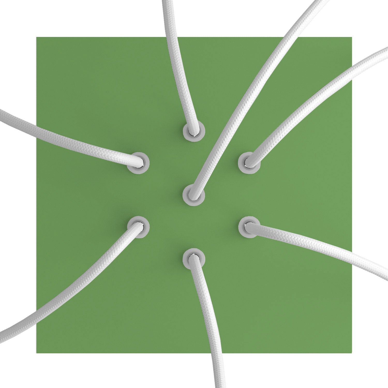 Rosone Rose - One quadrato, 200 mm con 7 fori e 4 fori laterali - Verde prato - Creative Cables