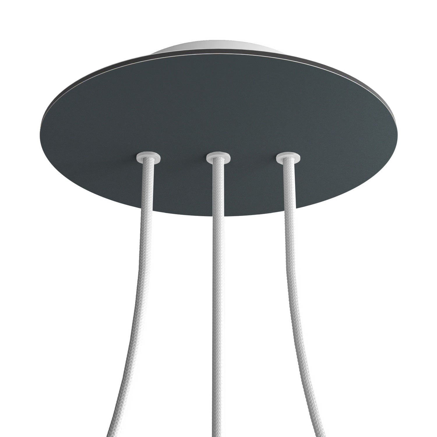 Rosone Rose - One rotondo, diametro 200 mm con 3 fori in linea e 4 fori laterali - Antracite - Creative Cables