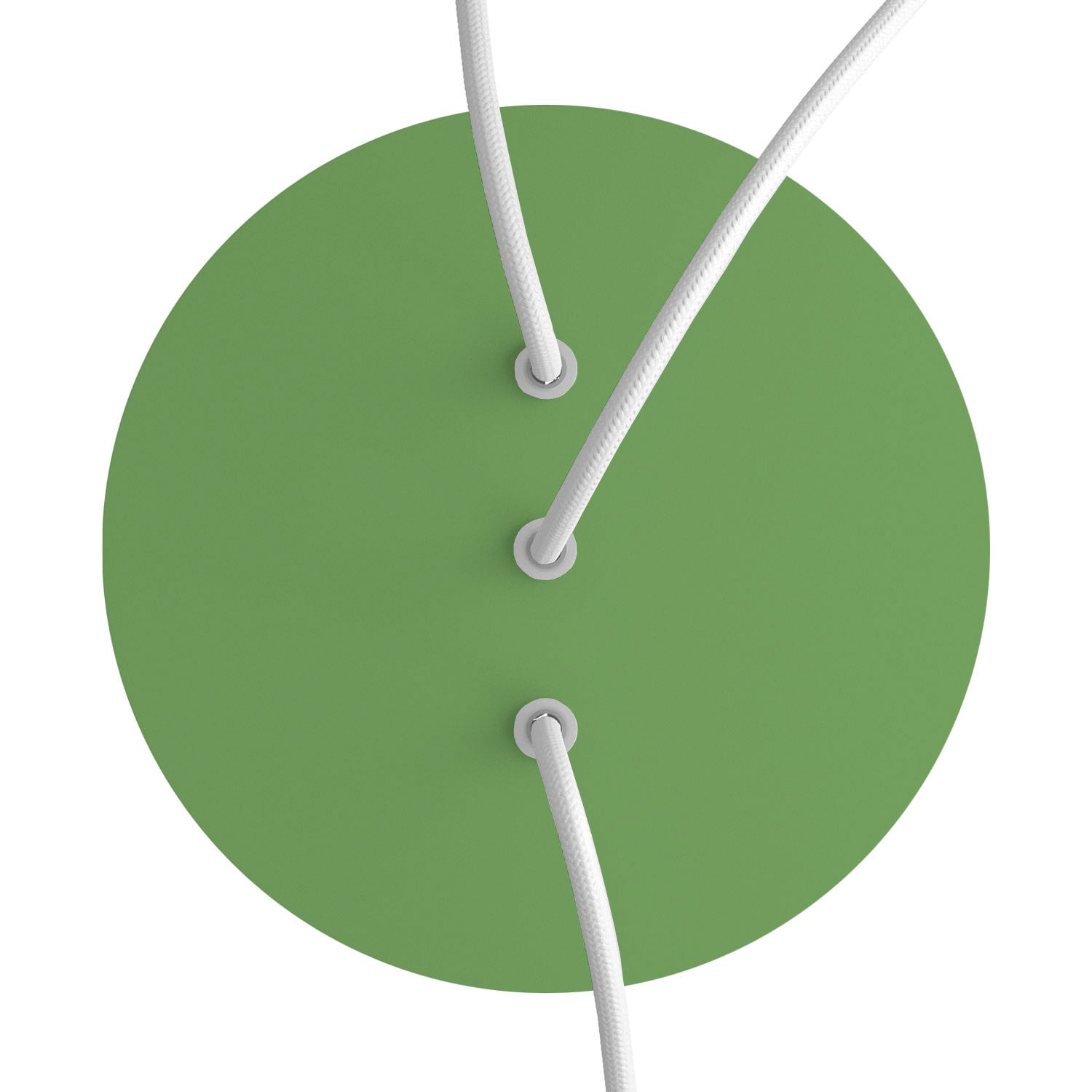 Rosone Rose - One rotondo, diametro 200 mm con 3 fori in linea e 4 fori laterali - Verde prato - Creative Cables
