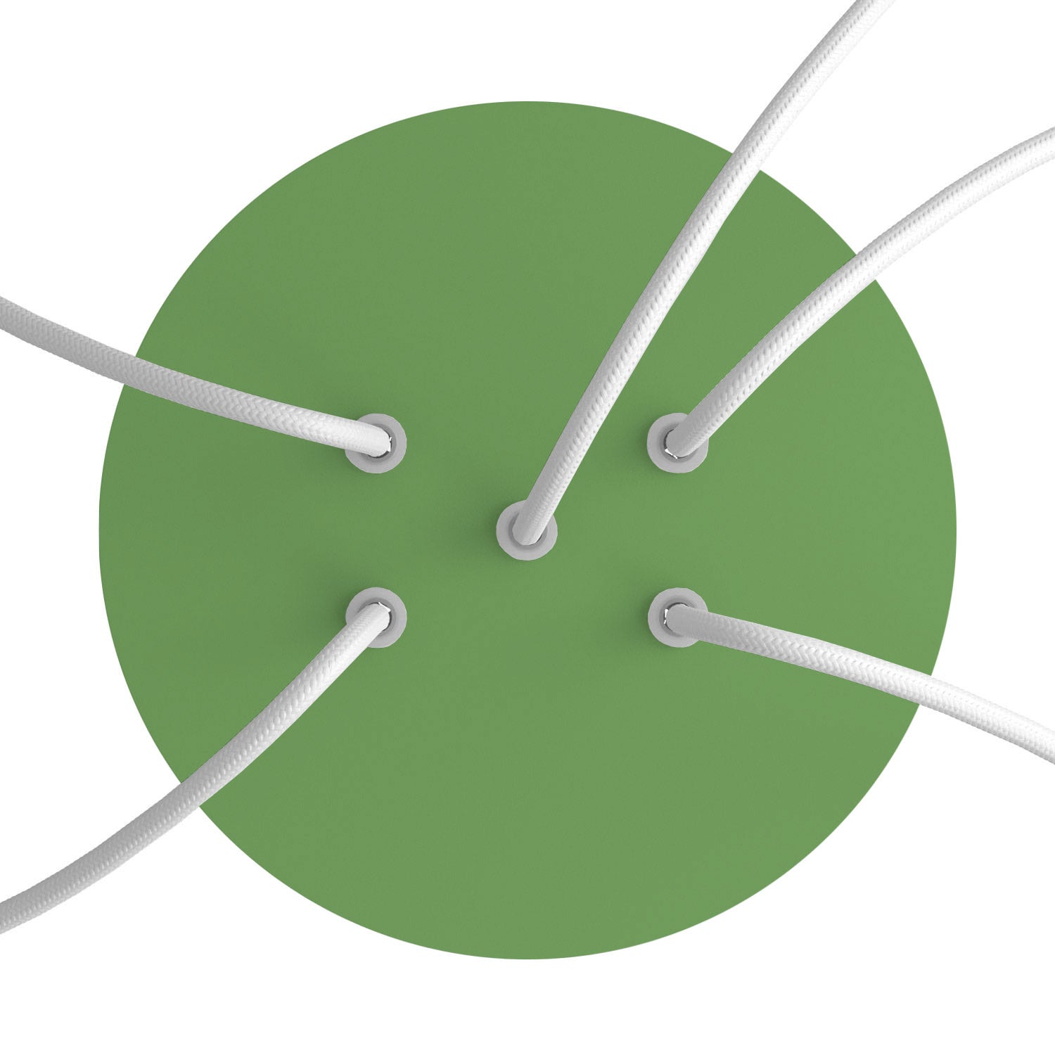 Rosone Rose - One rotondo, diametro 200 mm con 5 fori e 4 fori laterali - Verde prato - Creative Cables