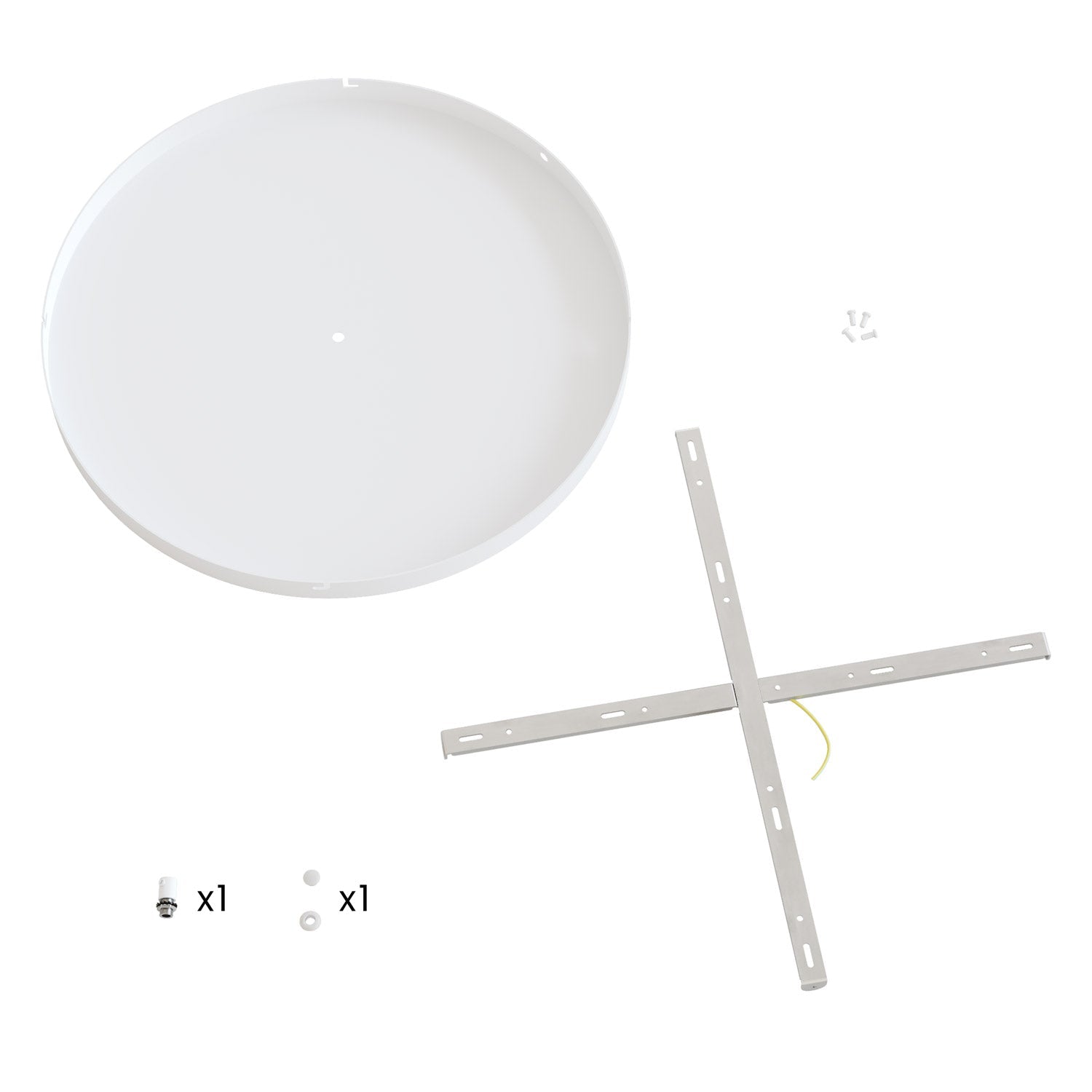 Rosone rotondo in alluminio Ø 50 cm con staffa e cavo di messa a terra, con 1 foro frontale - Bianco Opaco 1