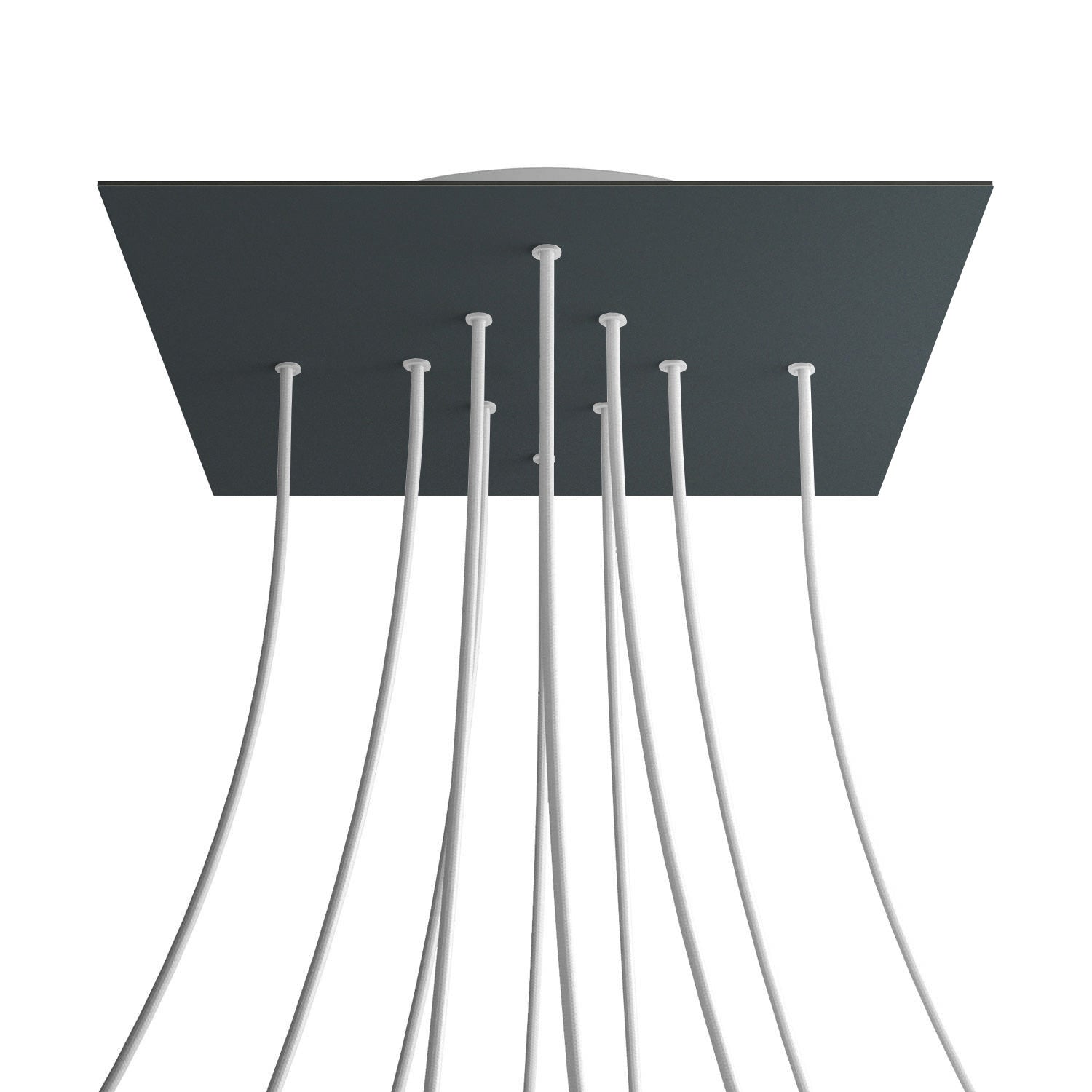 Rosone XXL Rose - One quadrato, 400 mm con 10 fori e 4 fori laterali - Antracite - Creative Cables