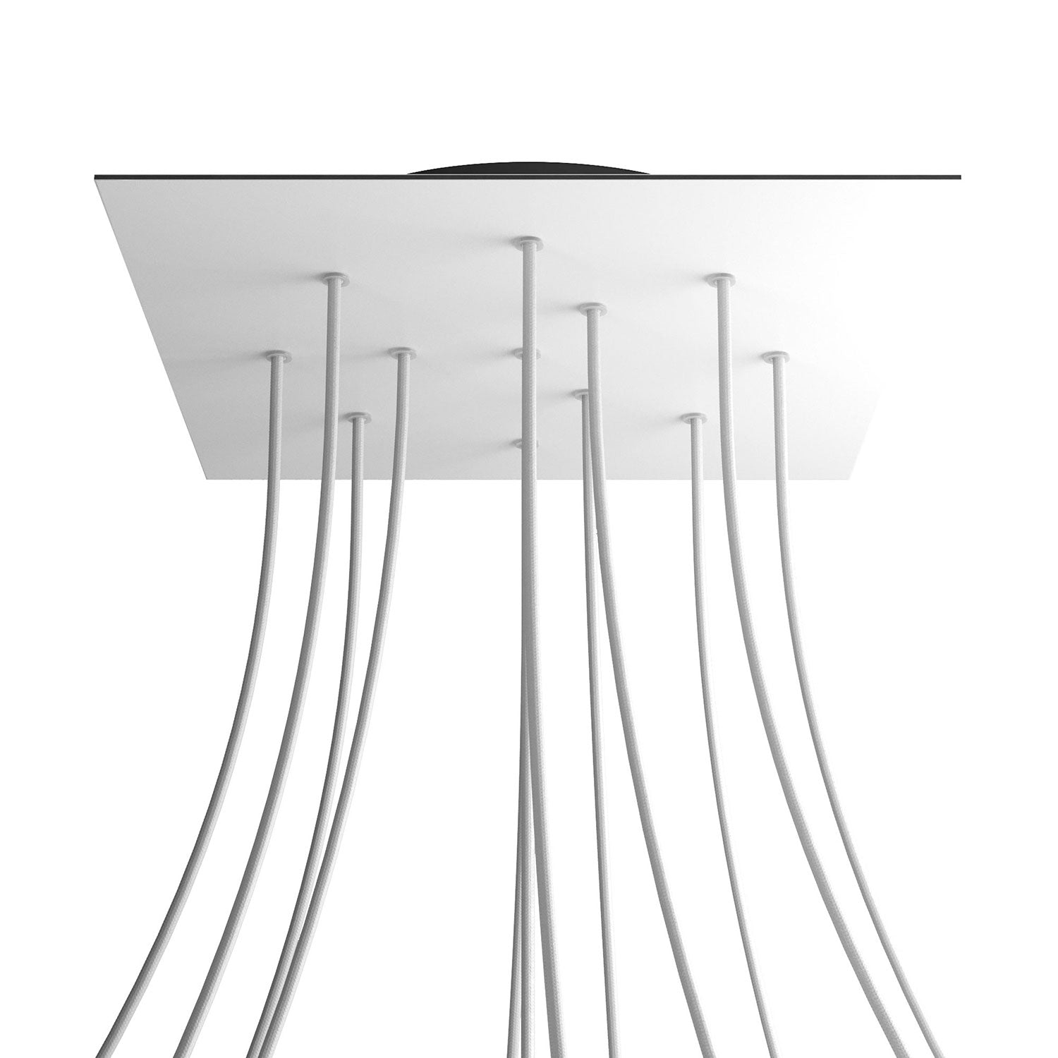 Rosone XXL Rose-One quadrato, 400 mm con 12 fori e 4 fori laterali - Bianco opaco Nero