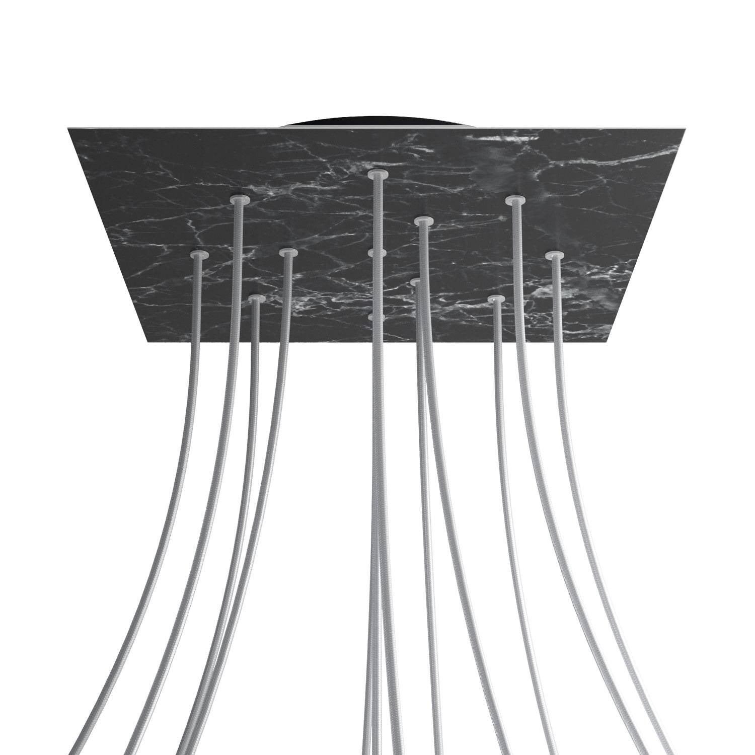 Rosone XXL Rose-One quadrato, 400 mm con 12 fori e 4 fori laterali - Marmo Marquina Nero