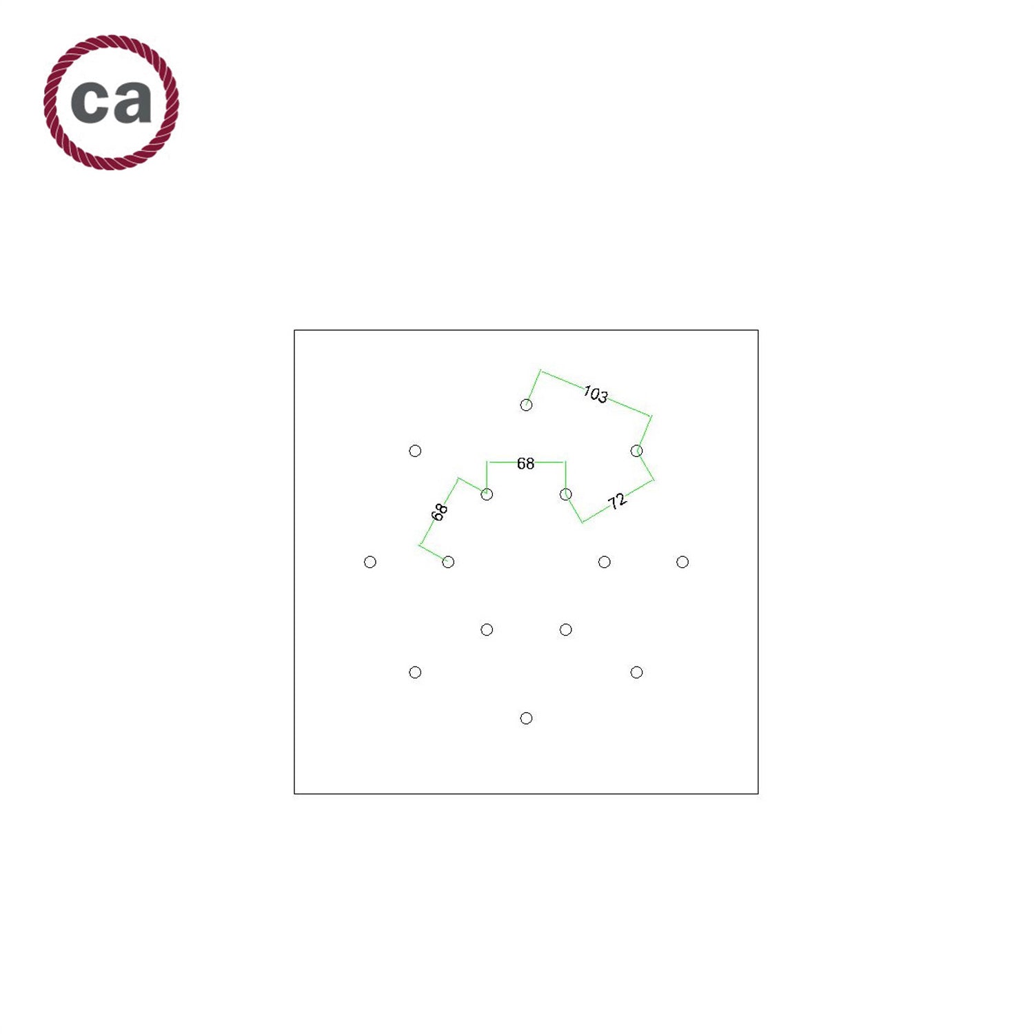Rosone XXL Rose-One quadrato, 400 mm con 14 fori e 4 fori laterali - Mostarda Bianco
