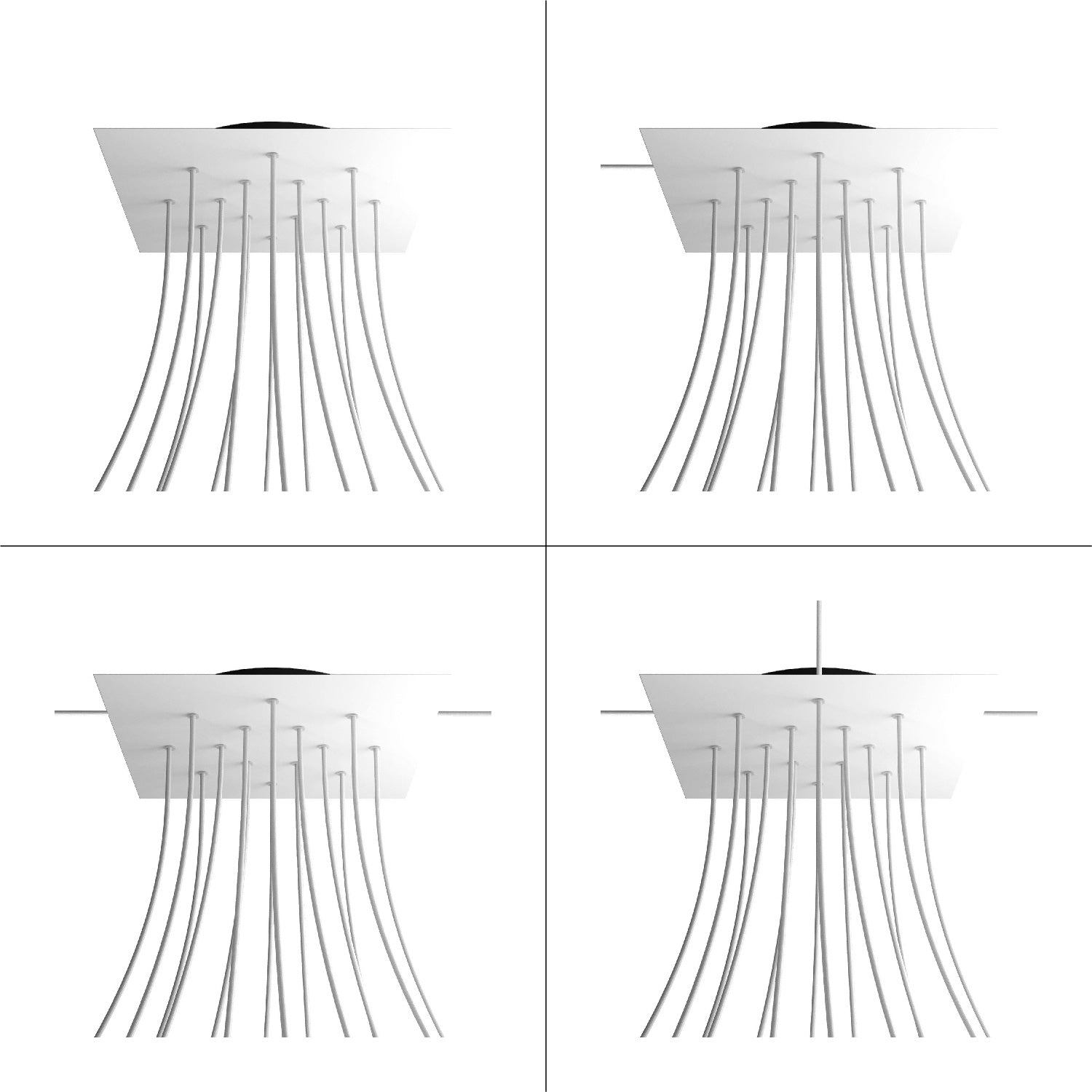 Rosone XXL Rose-One quadrato, 400 mm con 14 fori e 4 fori laterali - Verde prato Nero