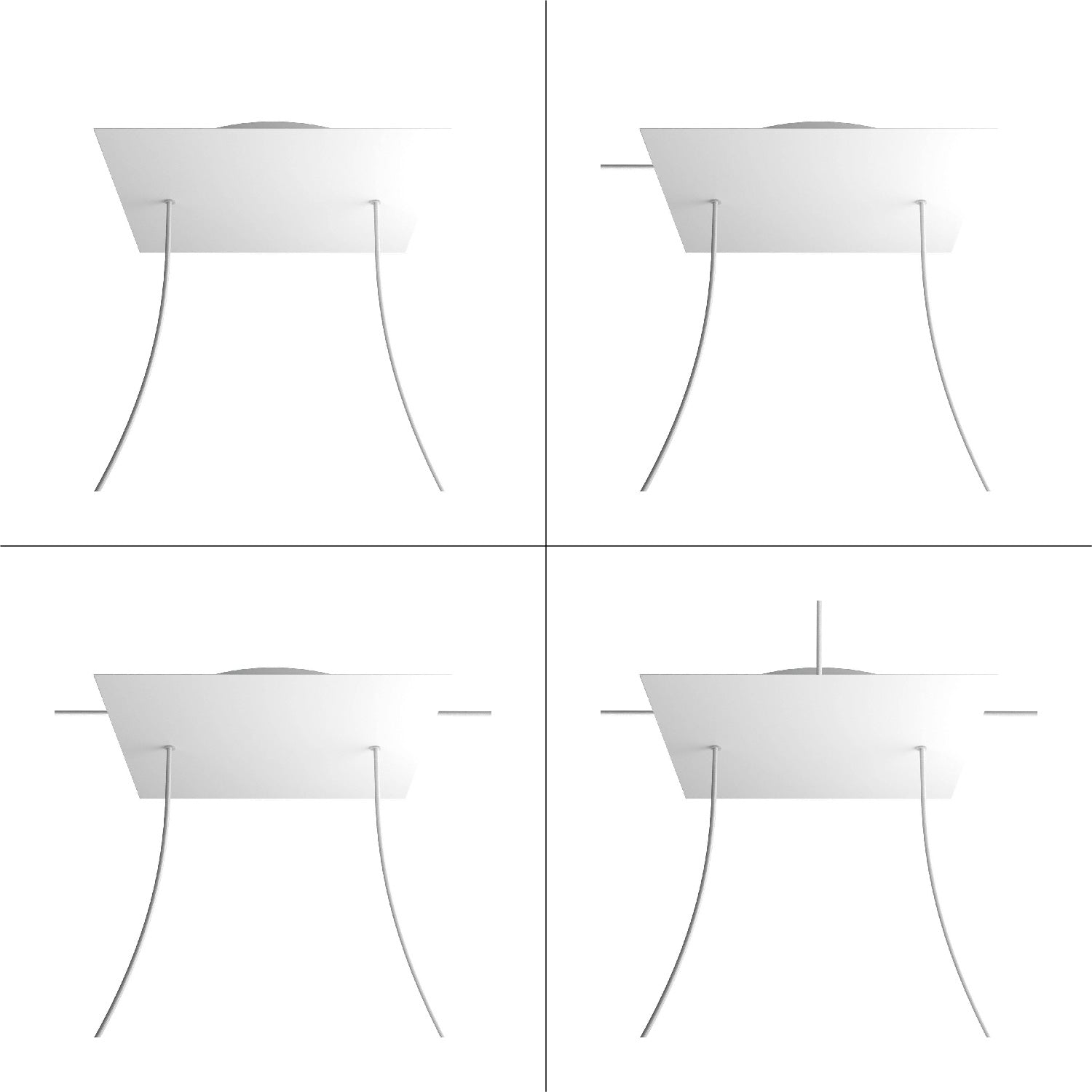 Rosone XXL Rose-One quadrato, 400 mm con 2 fori e 4 fori laterali - Marmo Marquina Bianco
